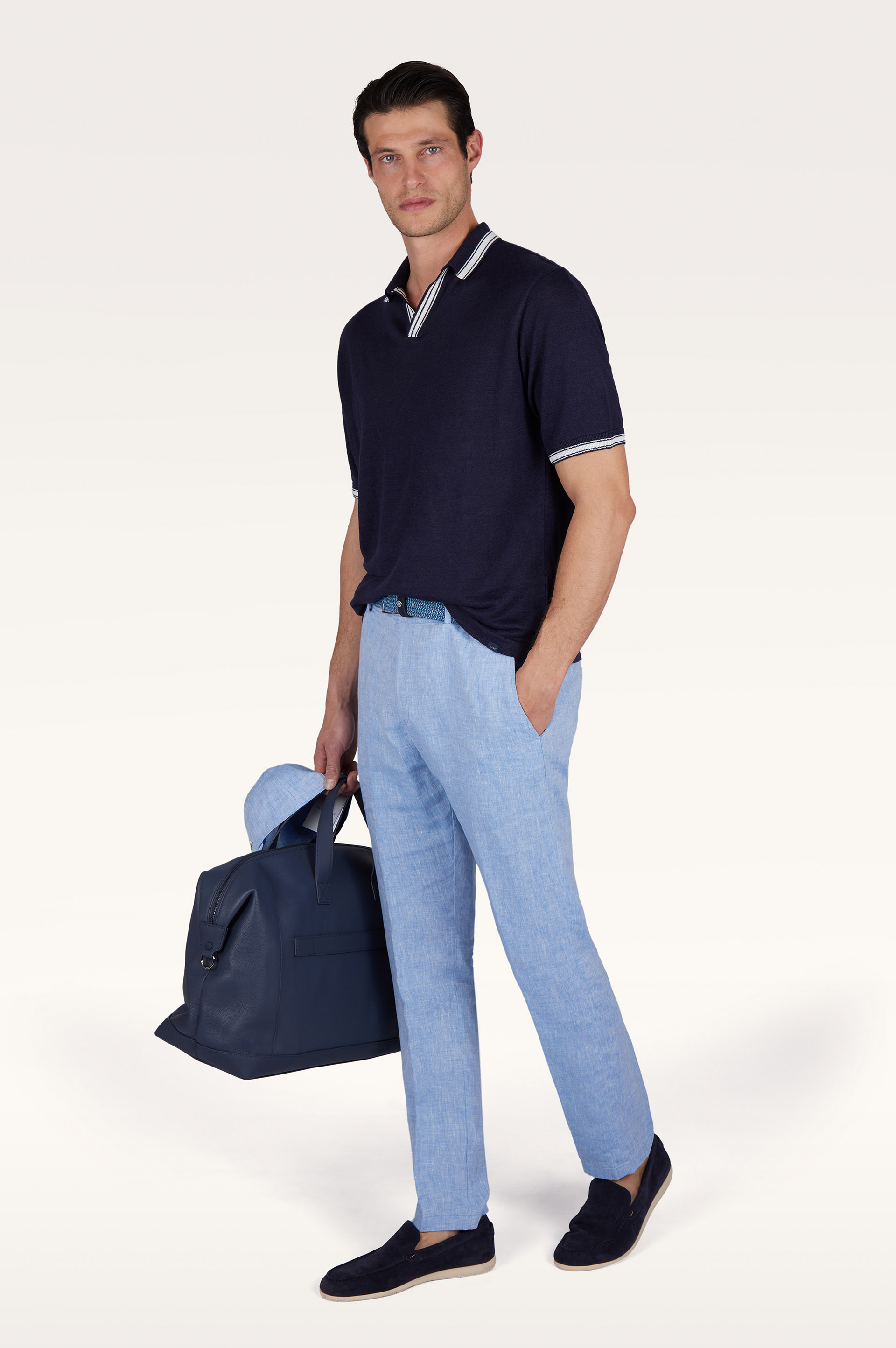 Linen chino pants with drawstring image number 1