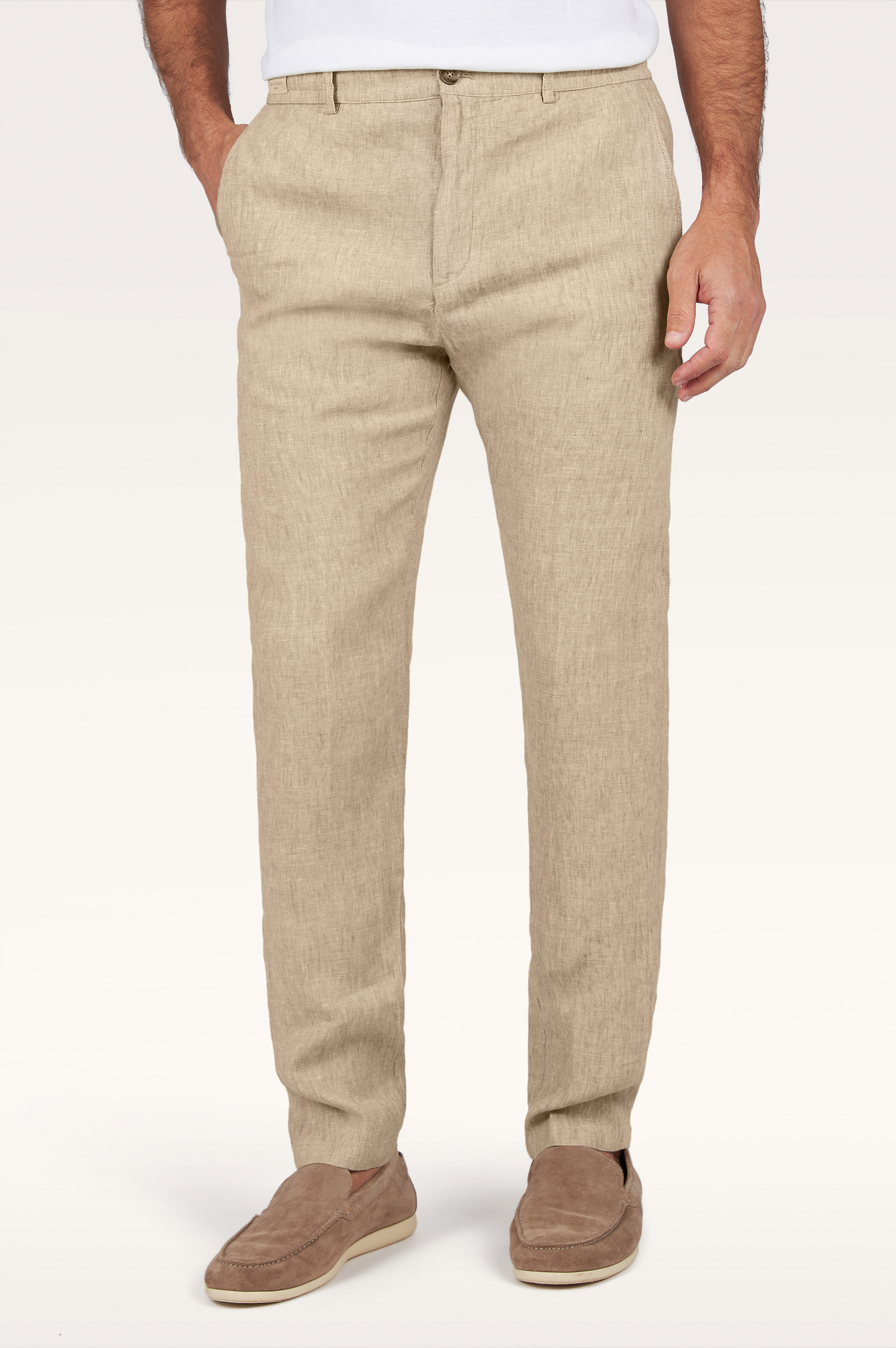 Pantal&oacute;n chino de lino con cord&oacute;n image number 0