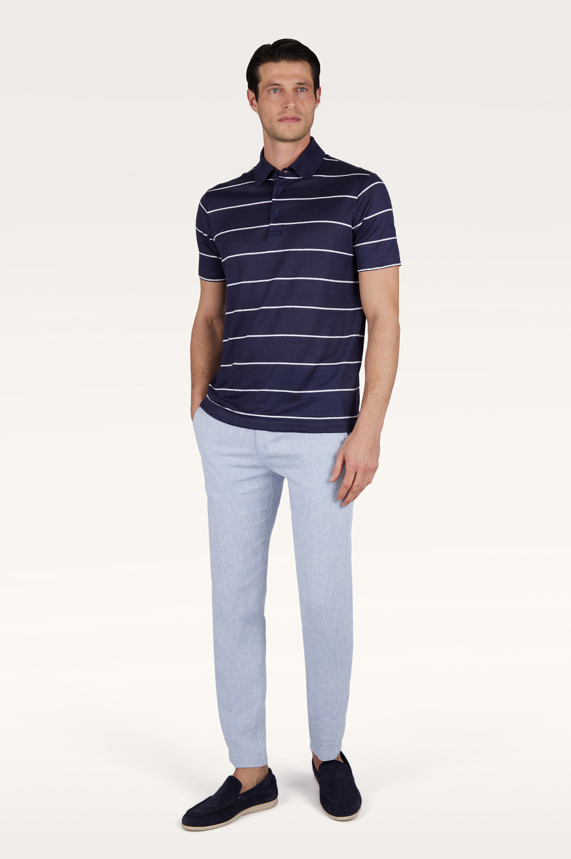 Linen chino pants with drawstring image number 1