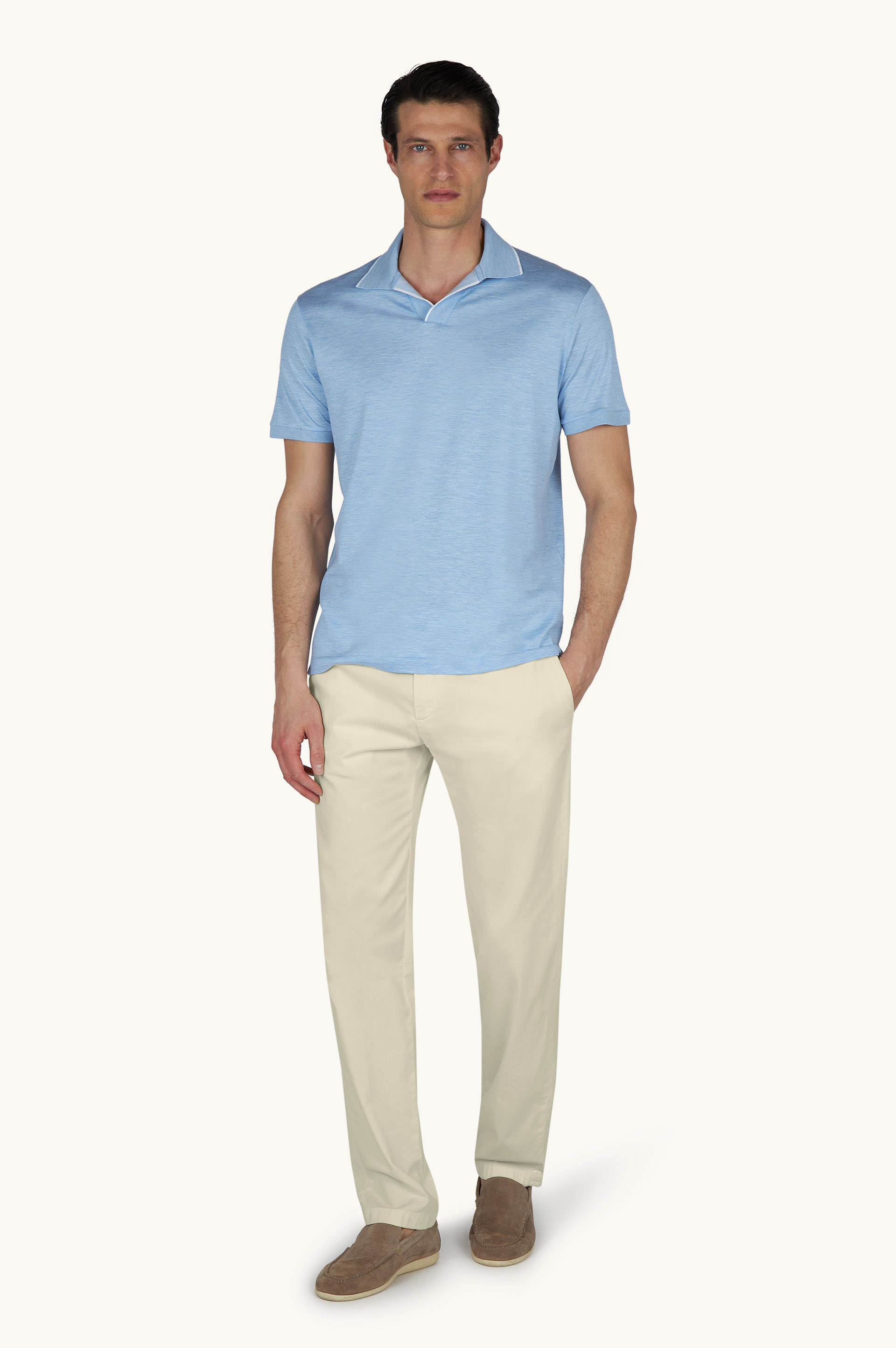 丝绸和弹力棉 Chino 裤 image number 2