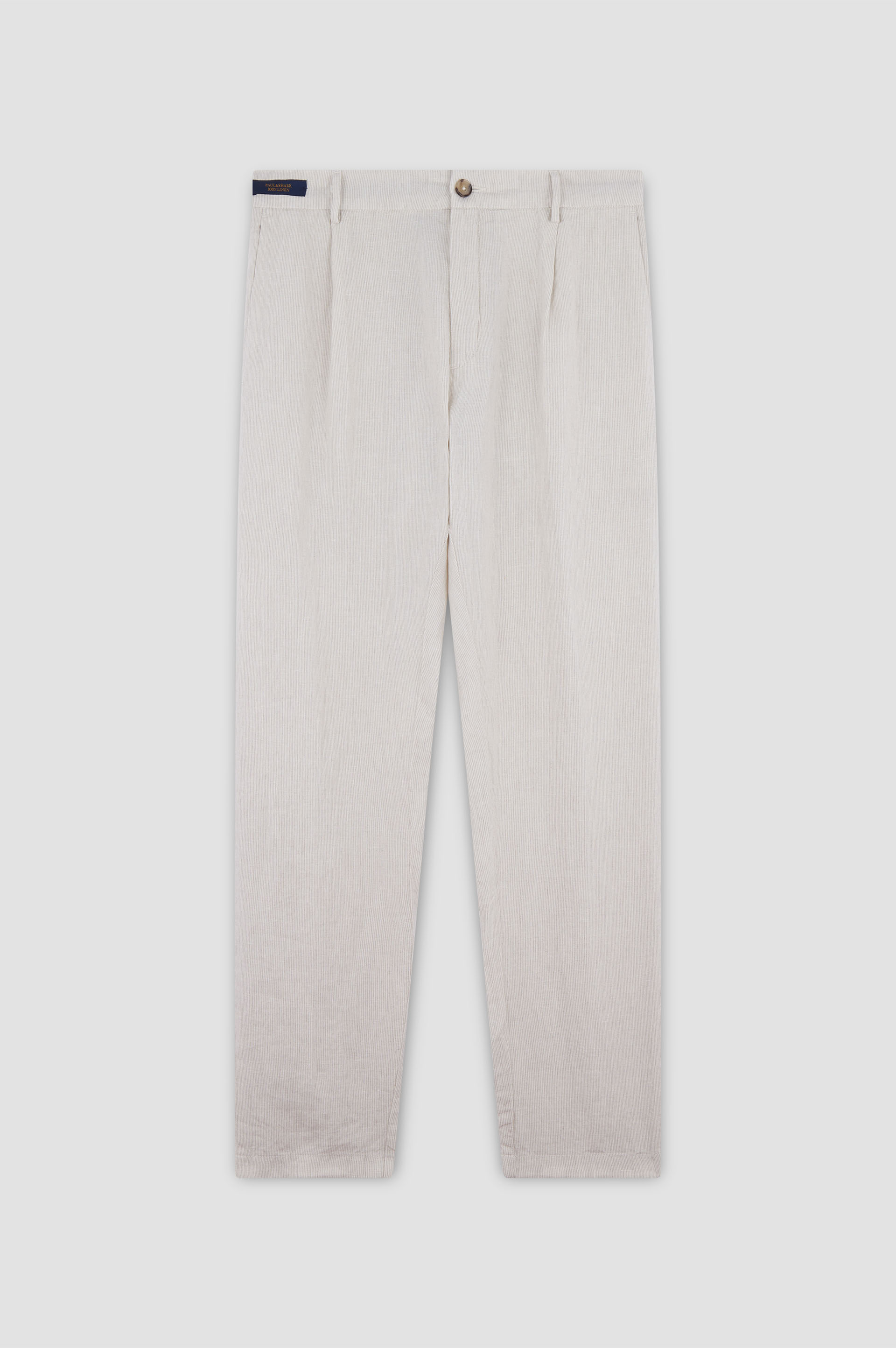 Pantalone chino in lino con motivo a righe image number 1