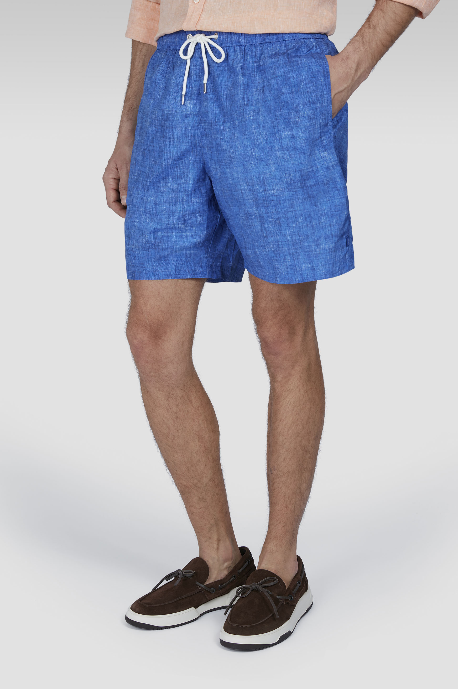 Swim Shorts with Linen-Effect Print image number 0