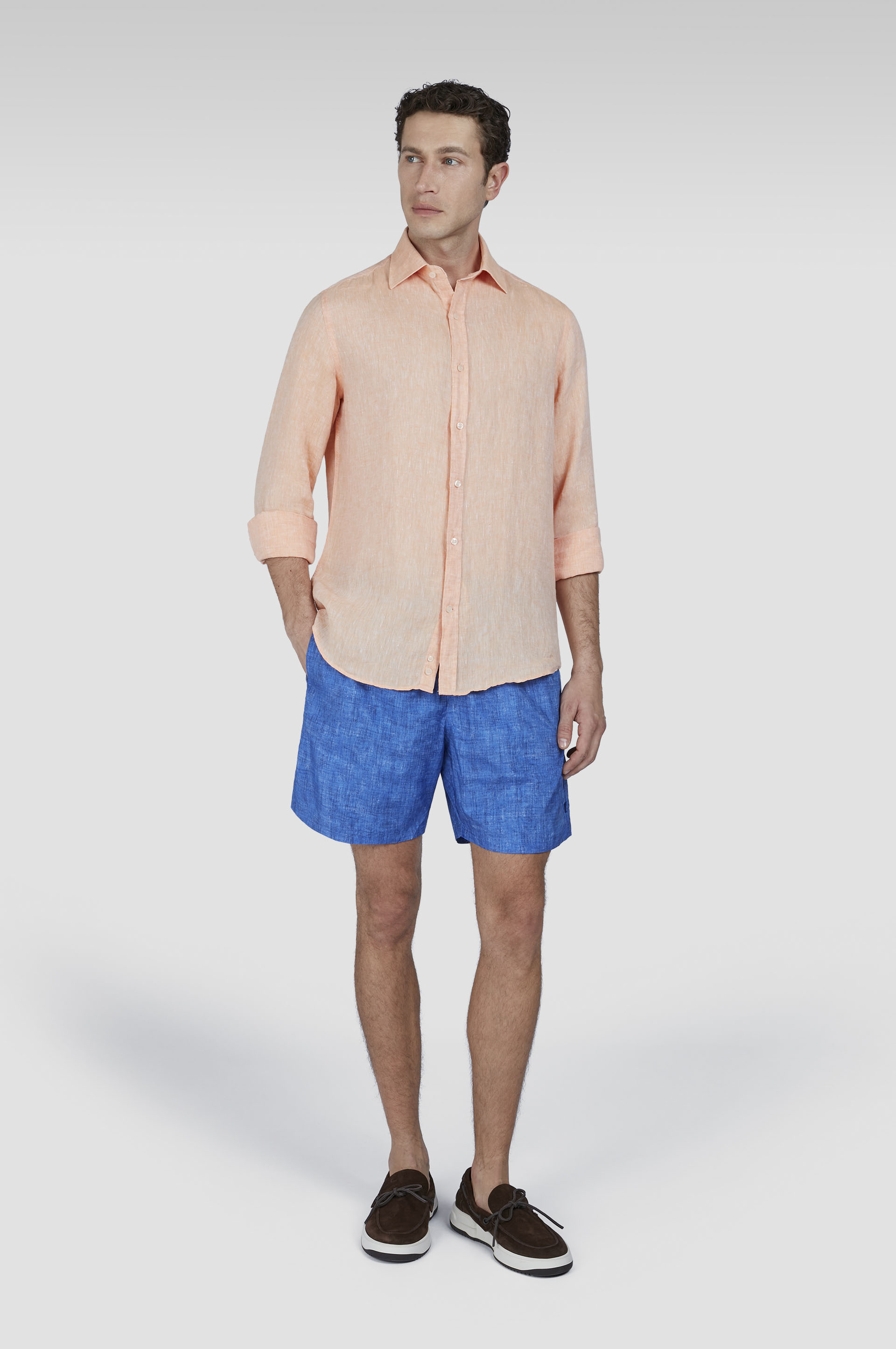Swim Shorts with Linen-Effect Print image number 2