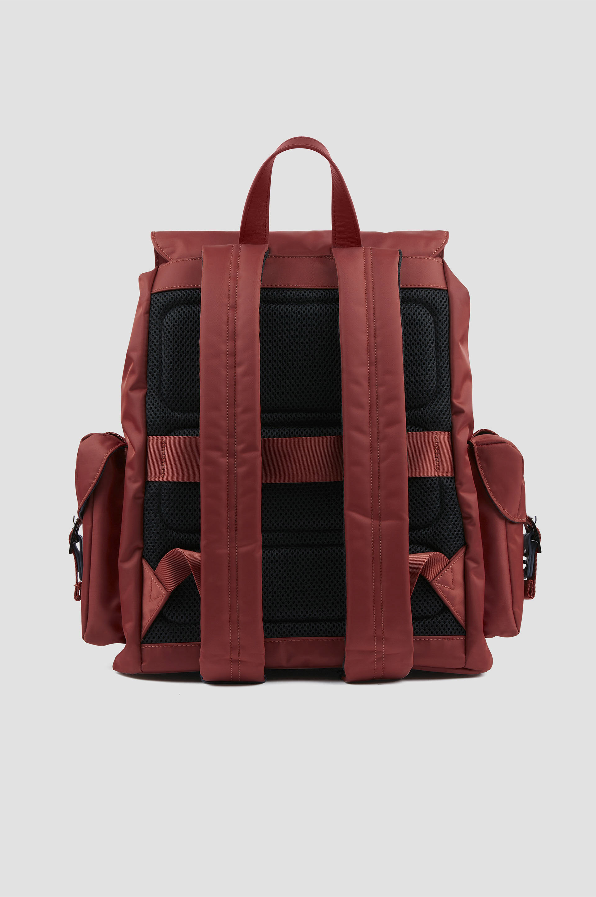 Utility nylon backpack with leather trim image number 1