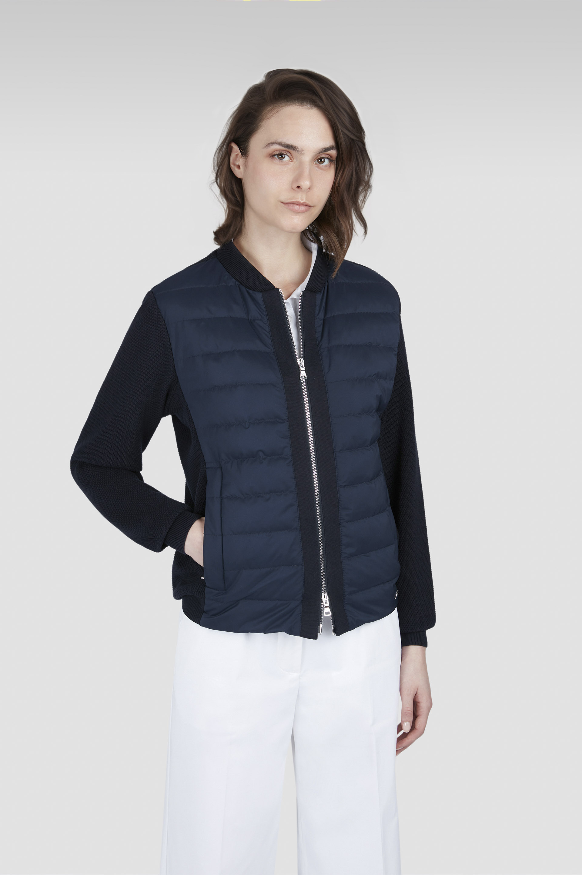 Cárdigan híbrido con cremallera en algodón cachemir y Typhoon® Platinum image number 0