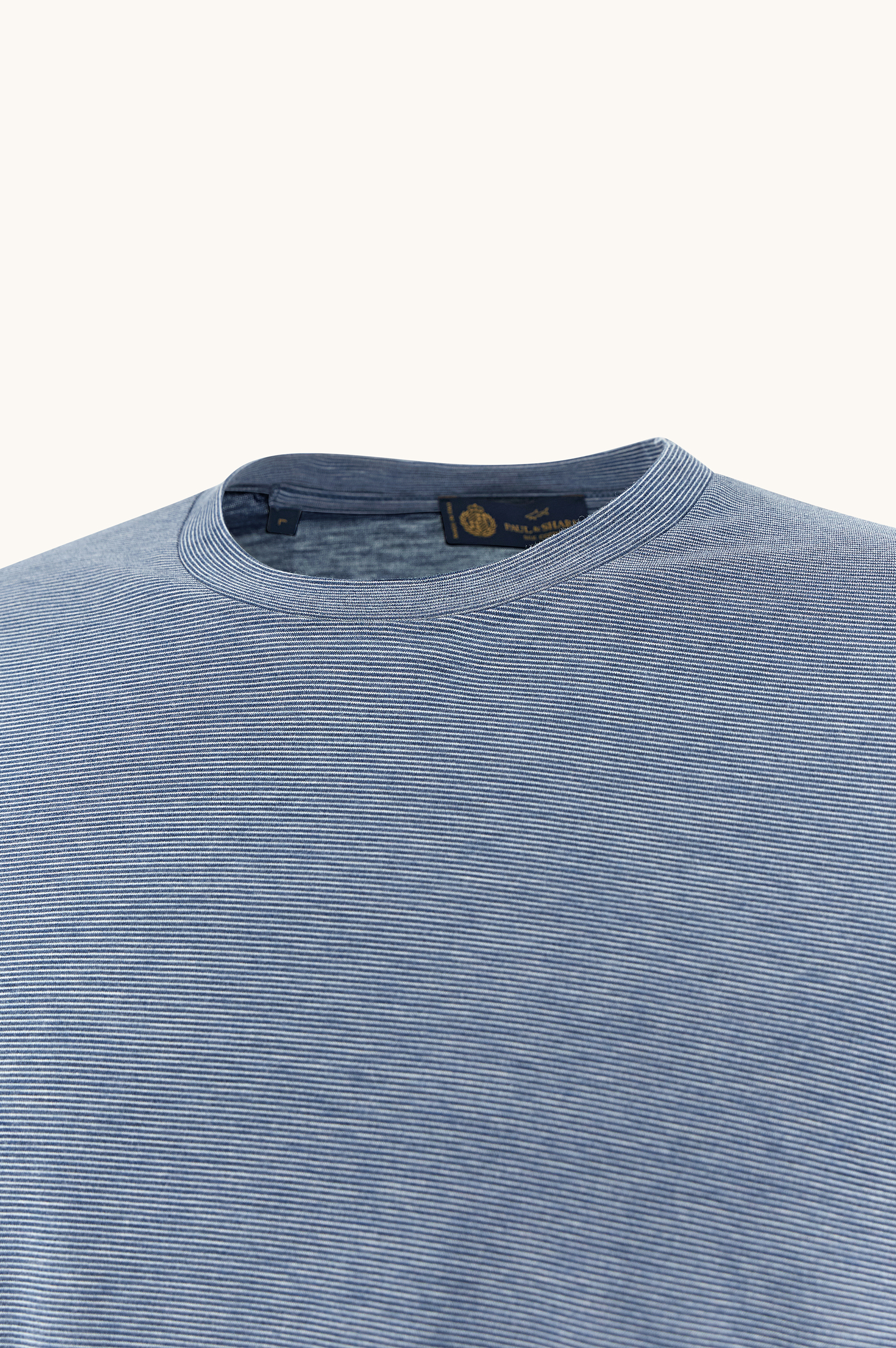 T-shirt en soie et coton avec motif &agrave; micro-rayures image number 6