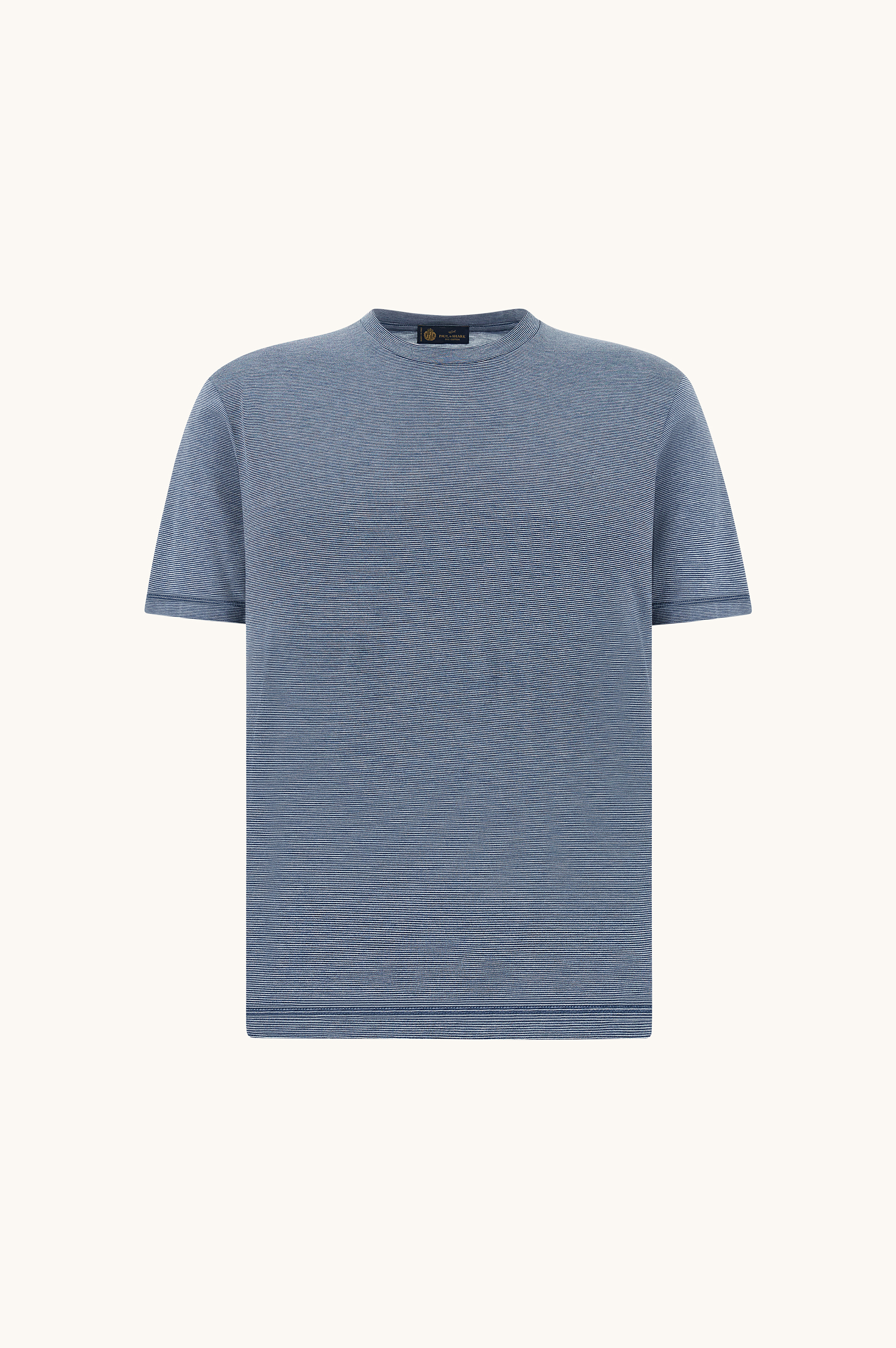 T-shirt en soie et coton avec motif &agrave; micro-rayures image number 1