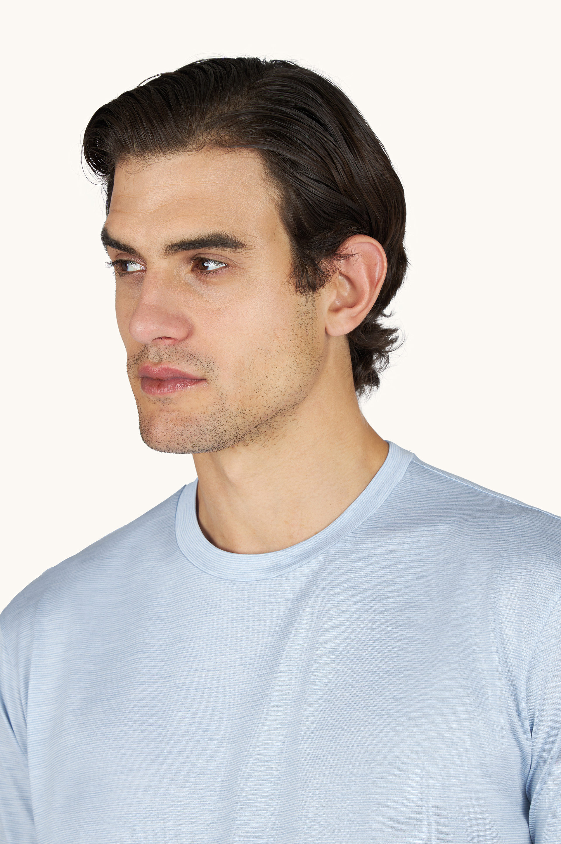 Silk and cotton T-Shirt with micro stripe pattern image number 4