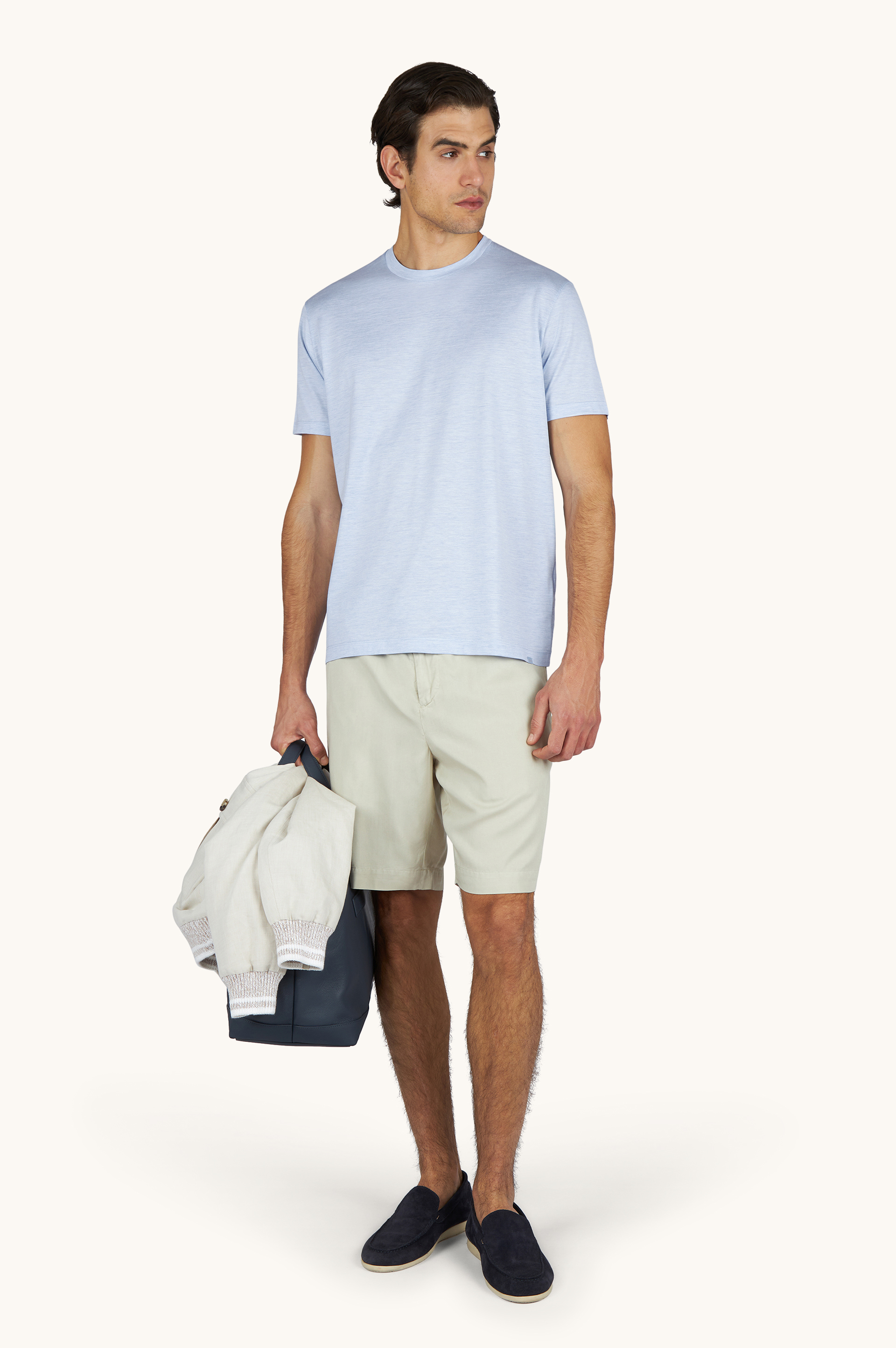 Silk and cotton T-Shirt with micro stripe pattern image number 2