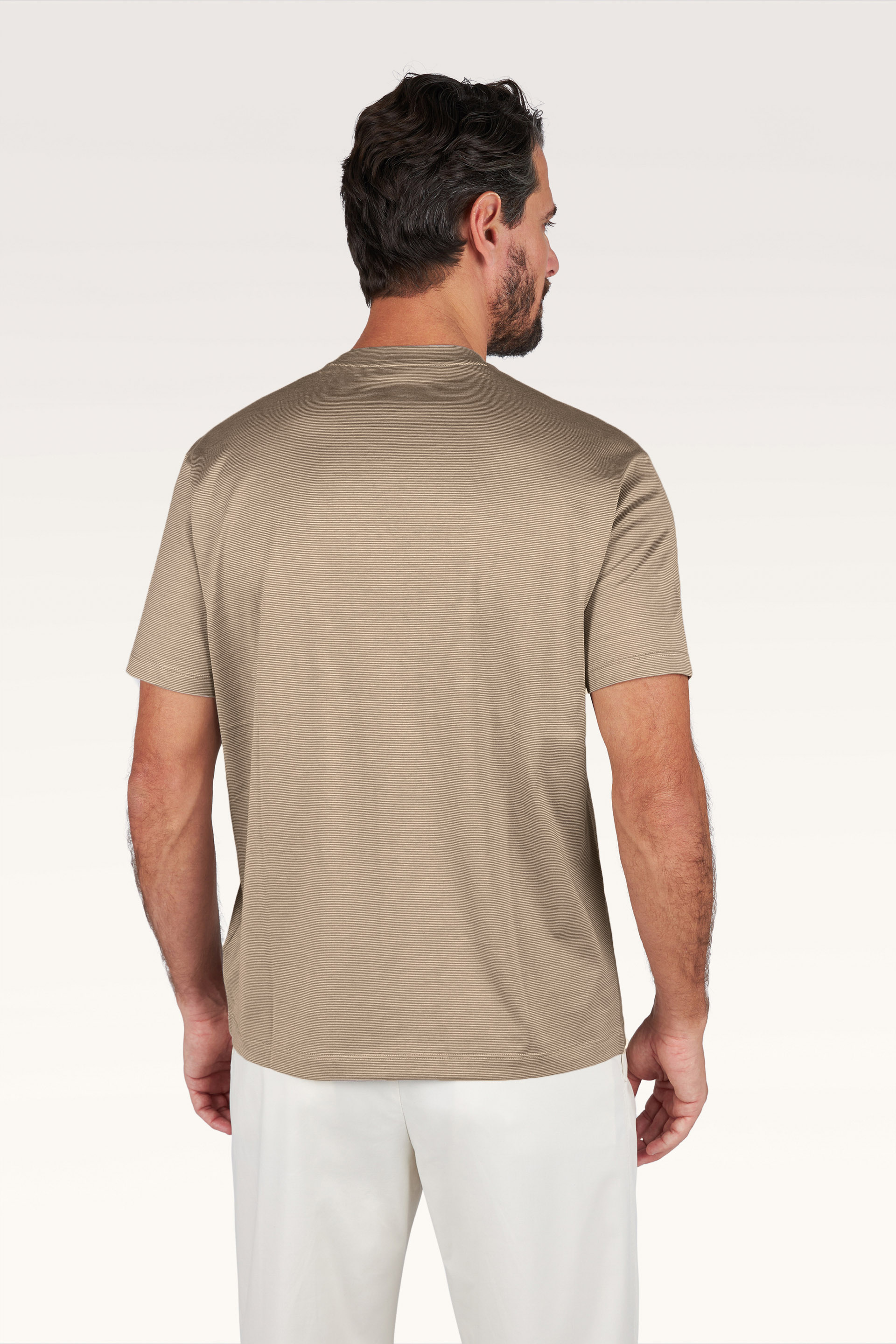 Silk and cotton T-shirt with micro stripe pattern image number 3