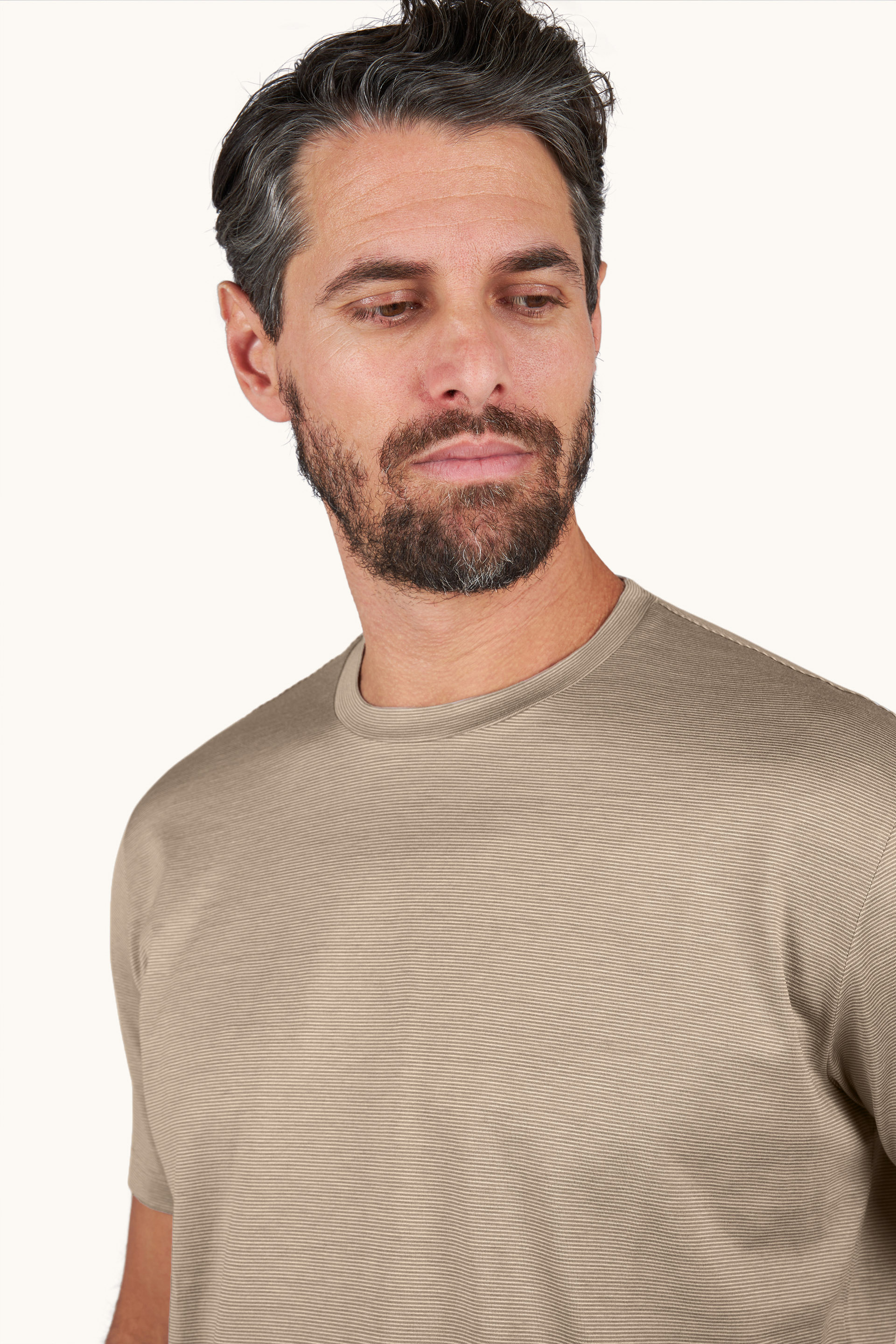 Silk and cotton T-shirt with micro stripe pattern image number 4