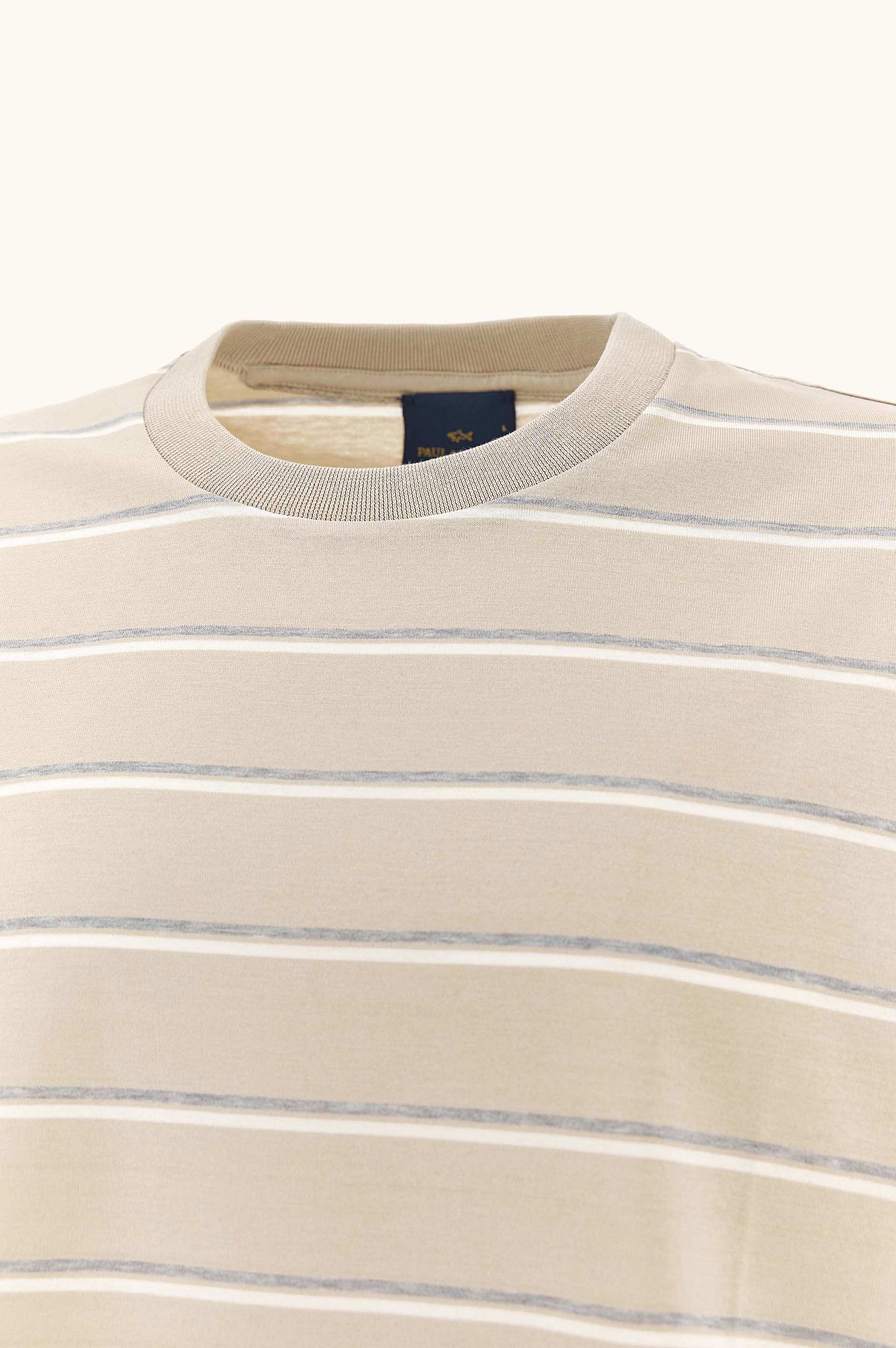 Double mercerised cotton jersey T-shirt with stripe pattern image number 1