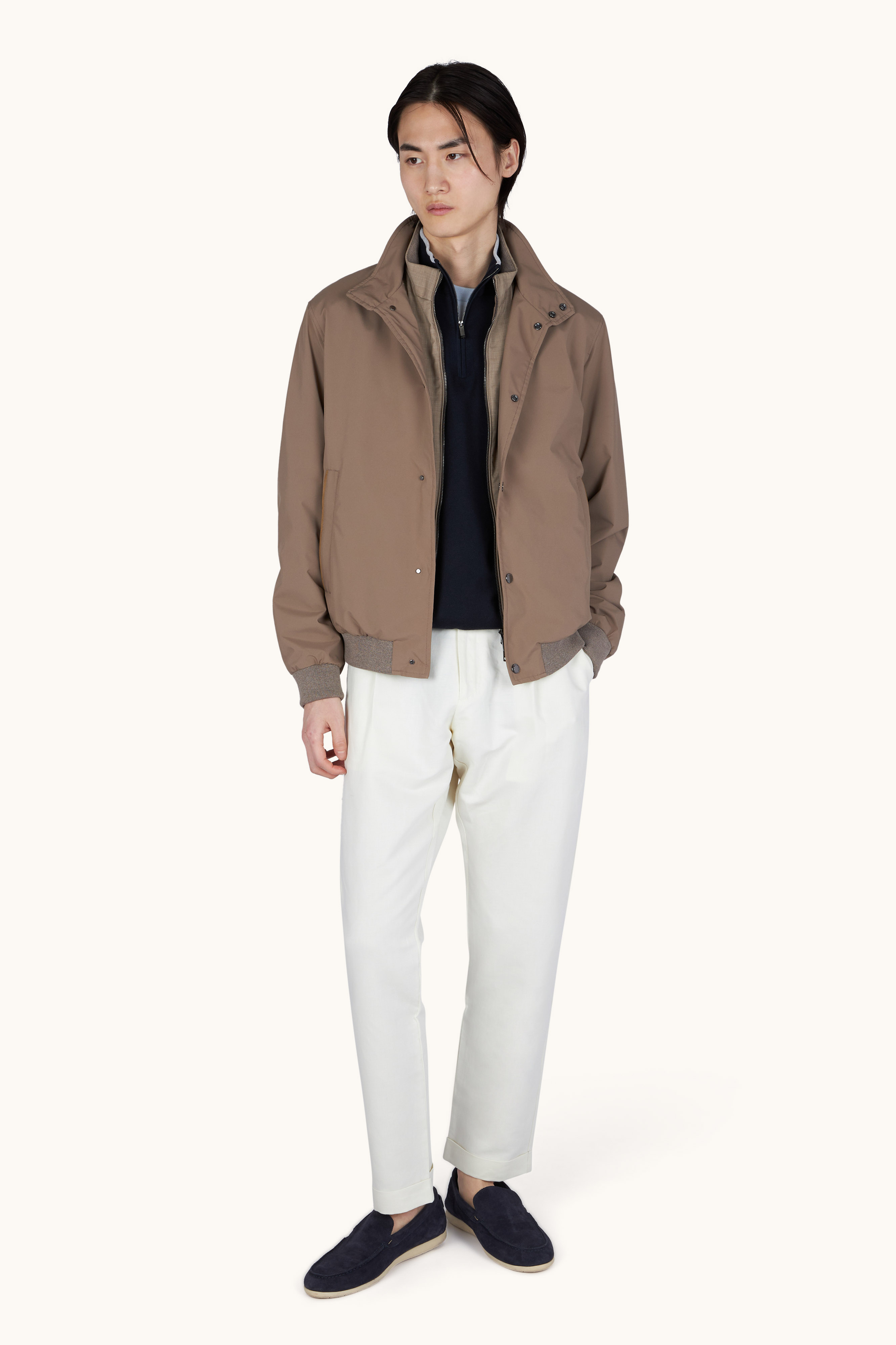 Double mercerised cotton jersey T-shirt with stripe pattern image number 2