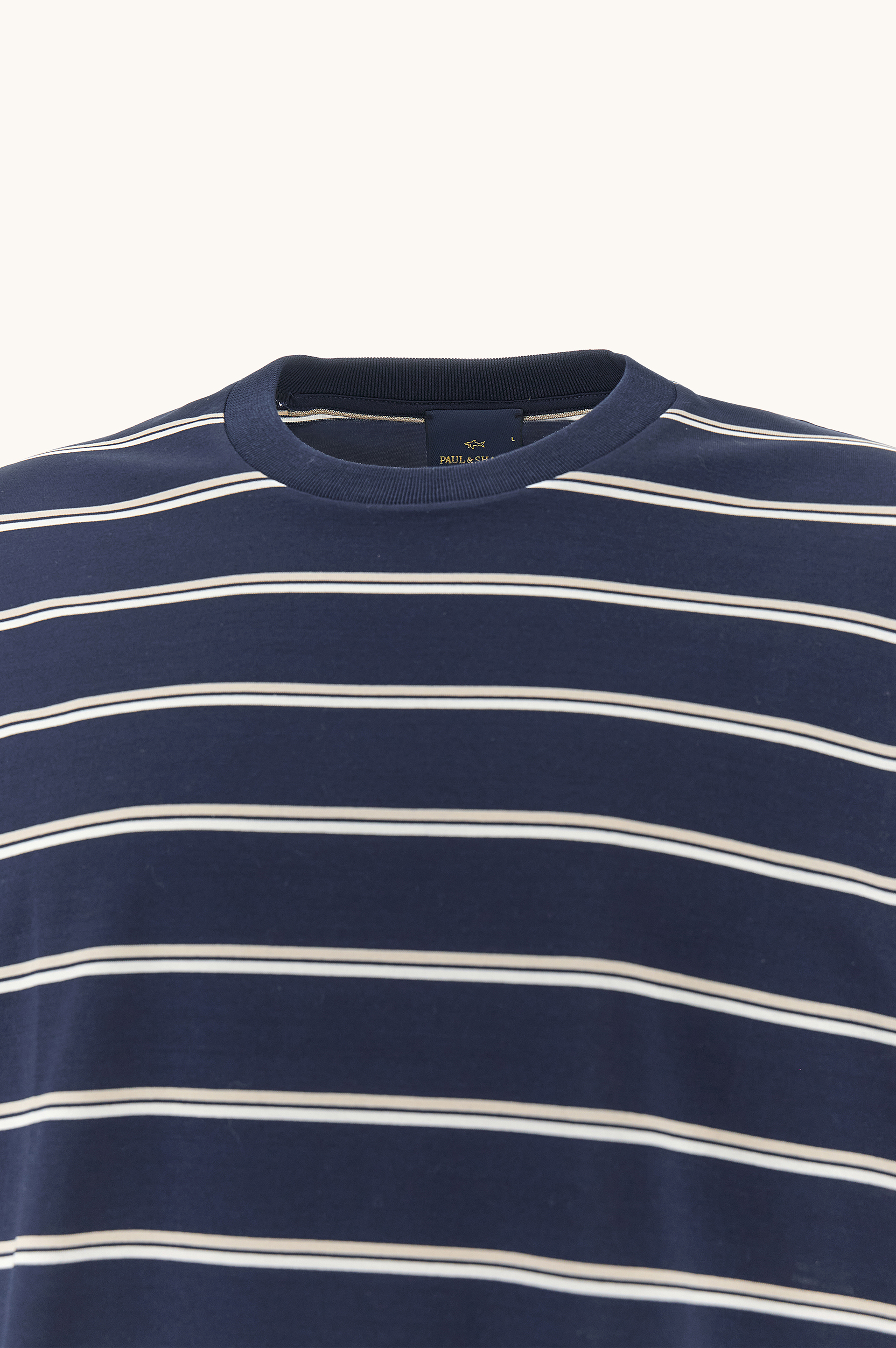 T-shirt en jersey de coton double merceris&eacute; avec motif &agrave; rayures image number 1