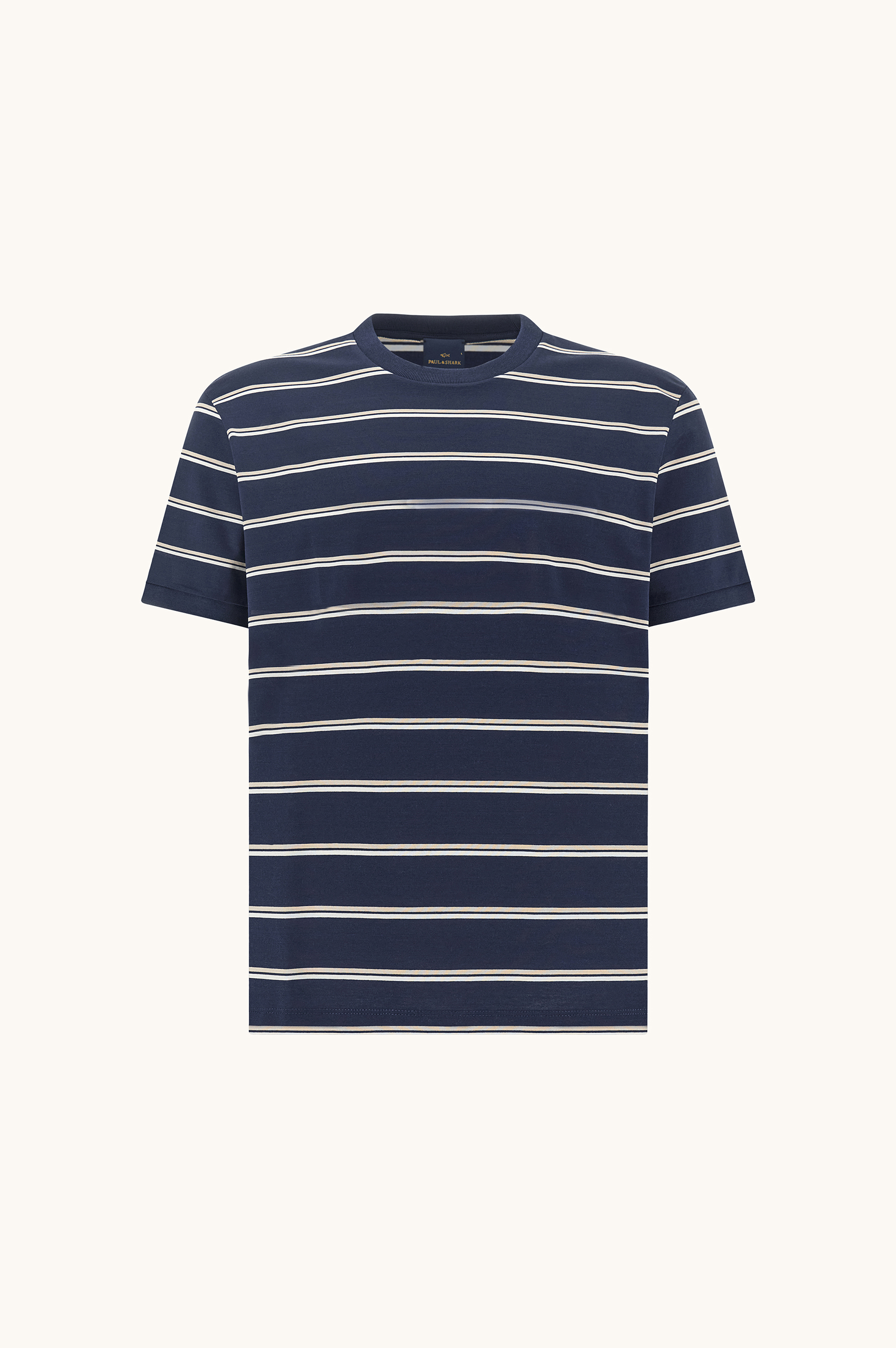 T-shirt en jersey de coton double merceris&eacute; avec motif &agrave; rayures image number 0