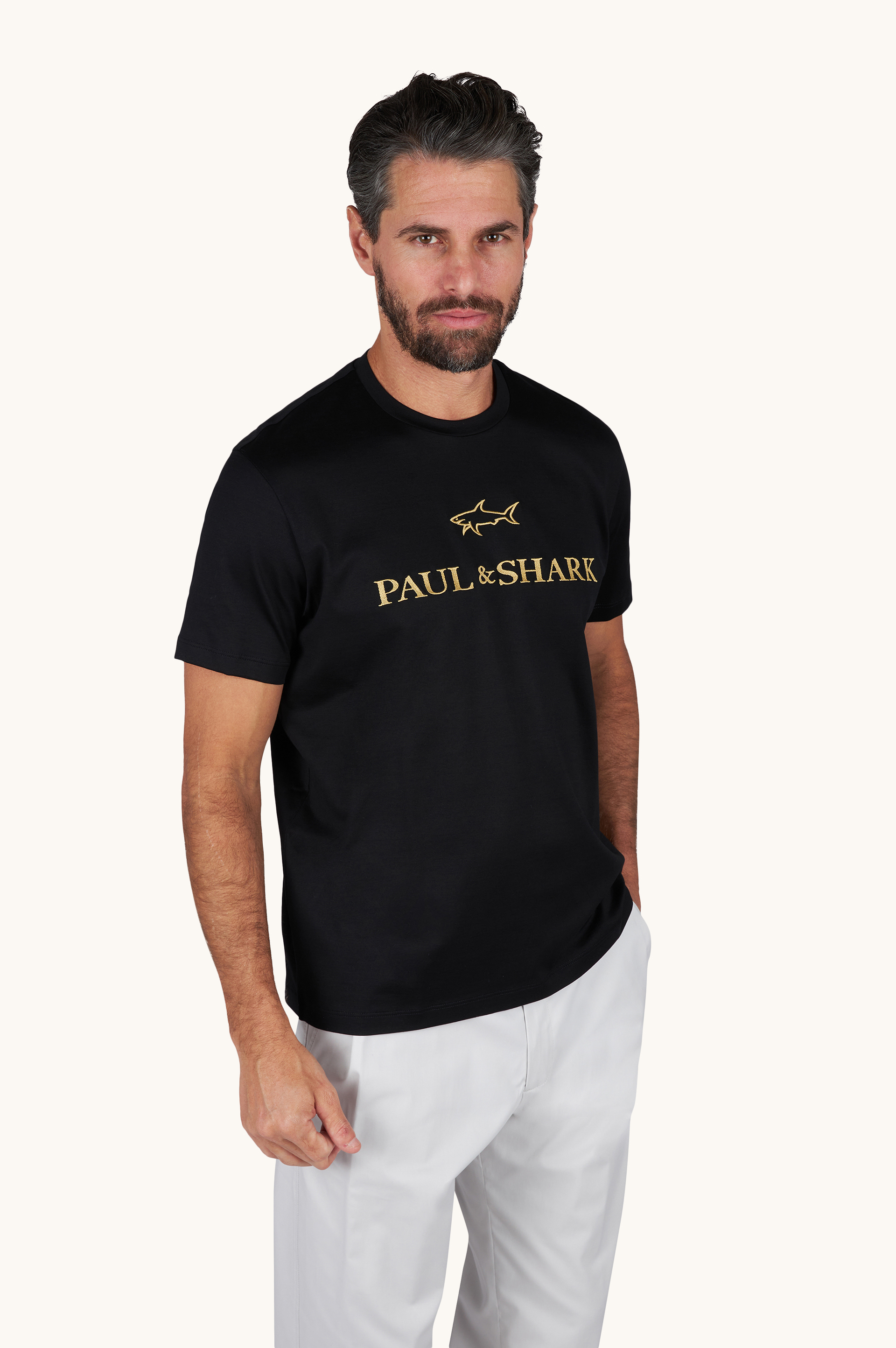 Camiseta de jersey de algod&oacute;n doble mercerizado con bordado de logo image number 0