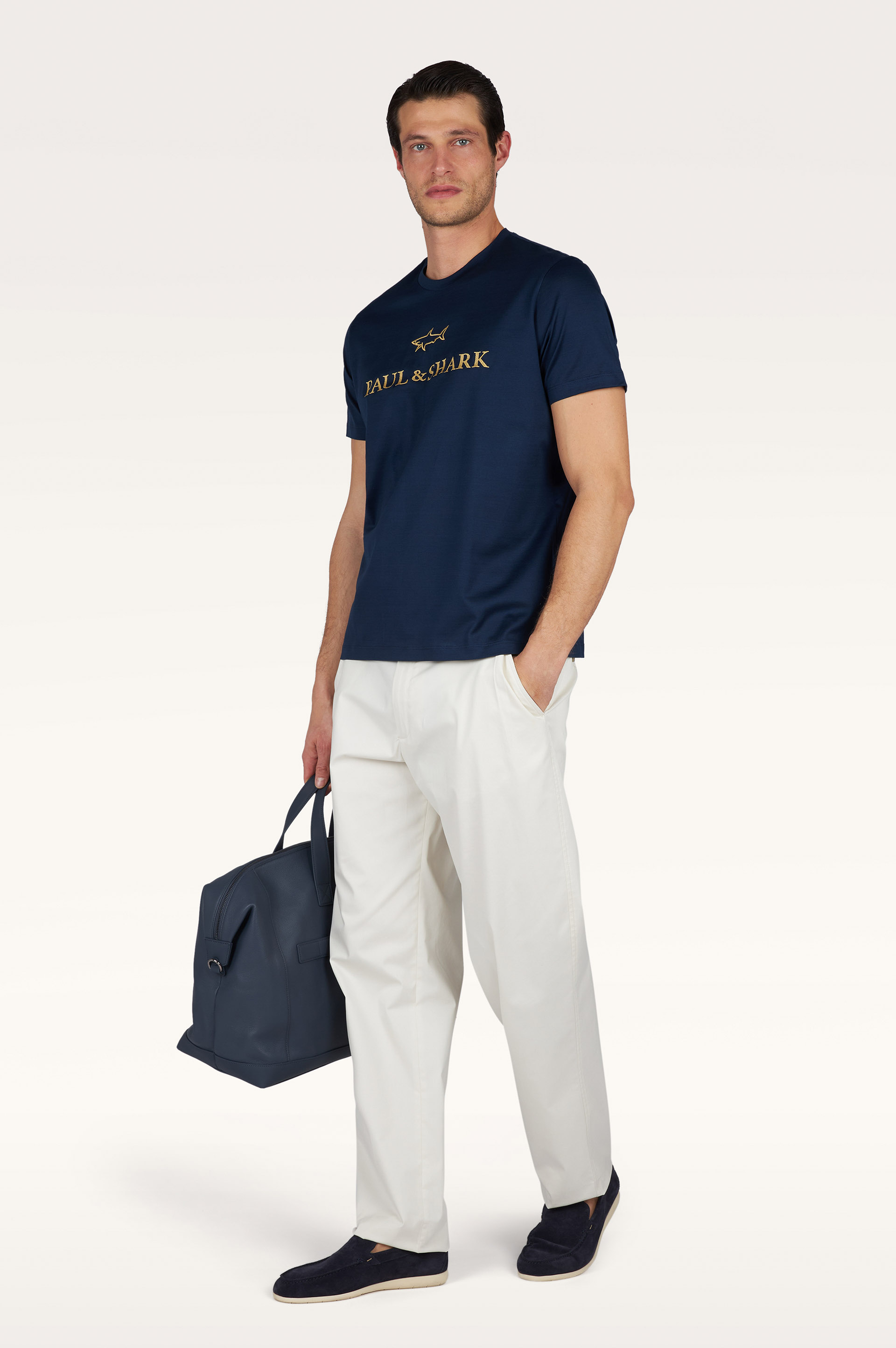 Camiseta de jersey de algod&oacute;n doble mercerizado con bordado de logo image number 1