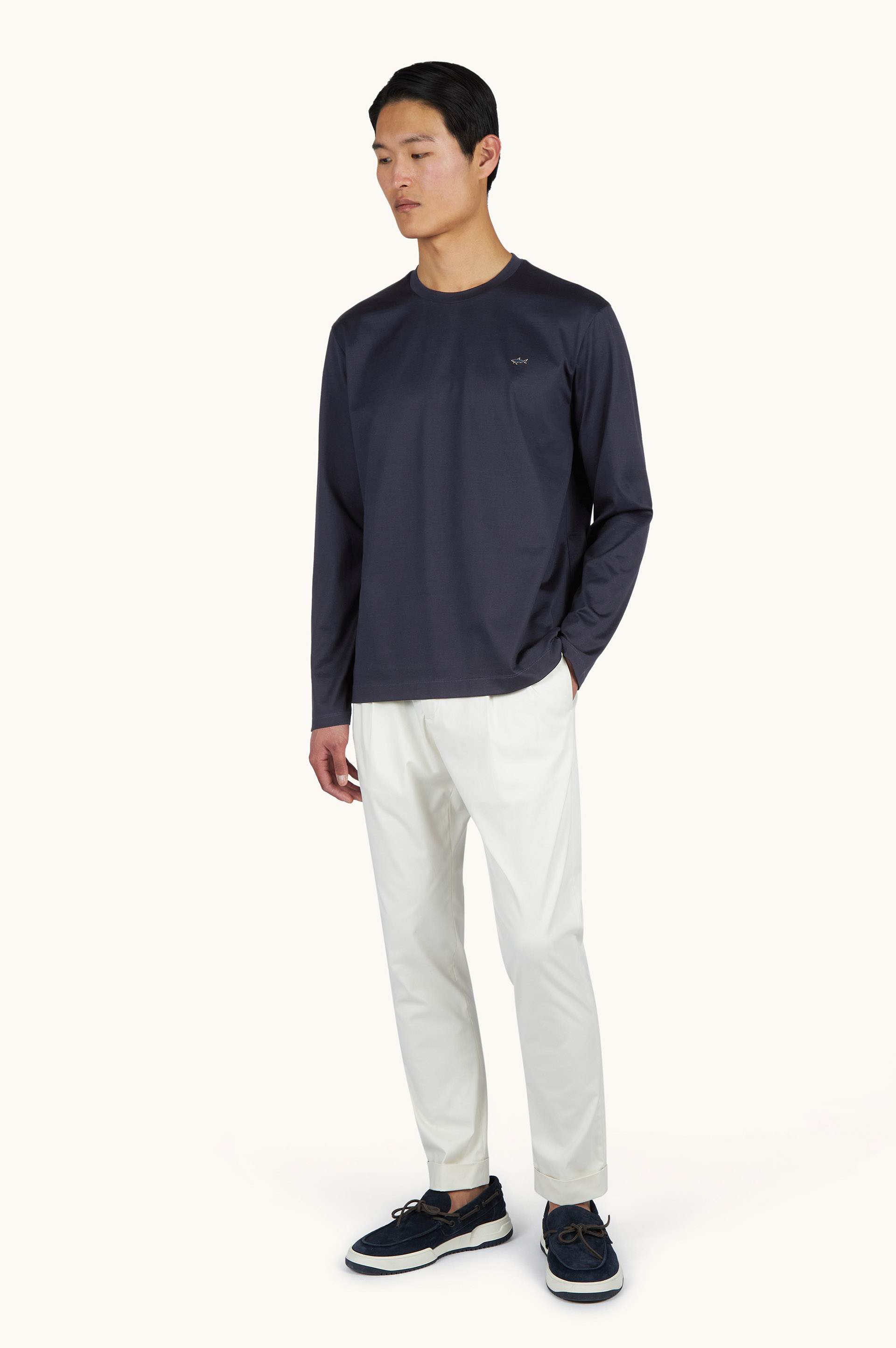 T-Shirt a manica lunga in jersey di cotone Double Mercerised image number 2