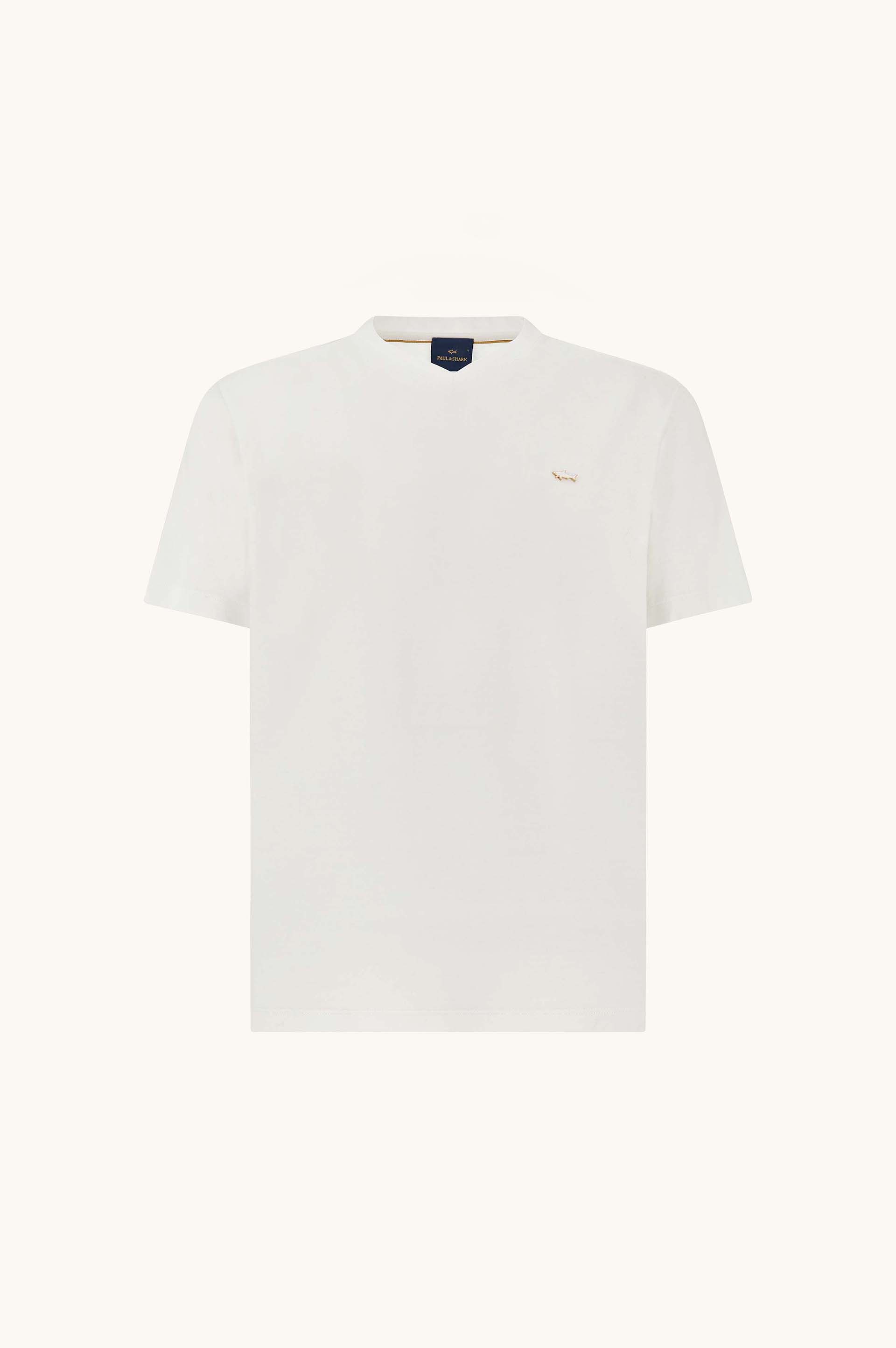 Double mercerised cotton jersey V-Neck T-Shirt image number 1