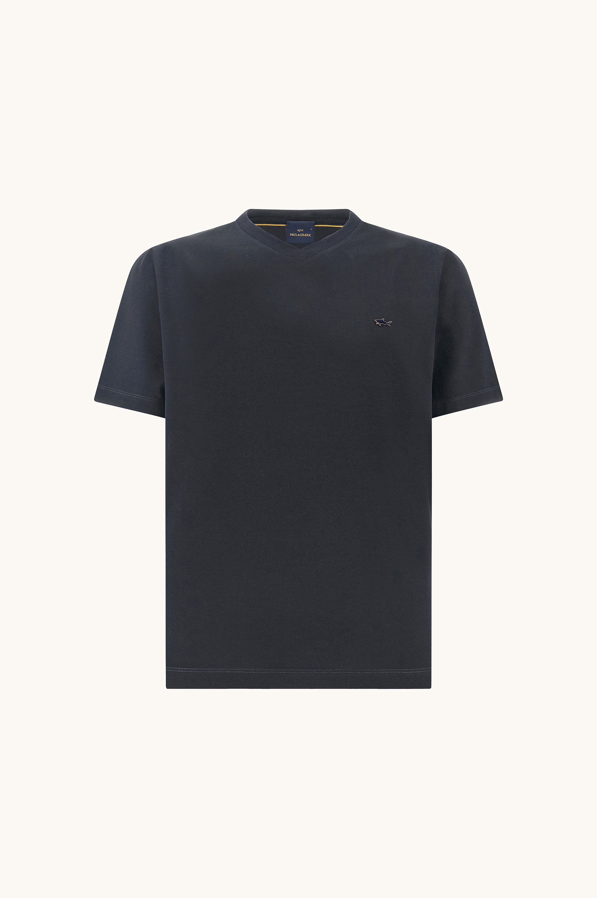 Double mercerised cotton jersey V-Neck T-Shirt image number 1