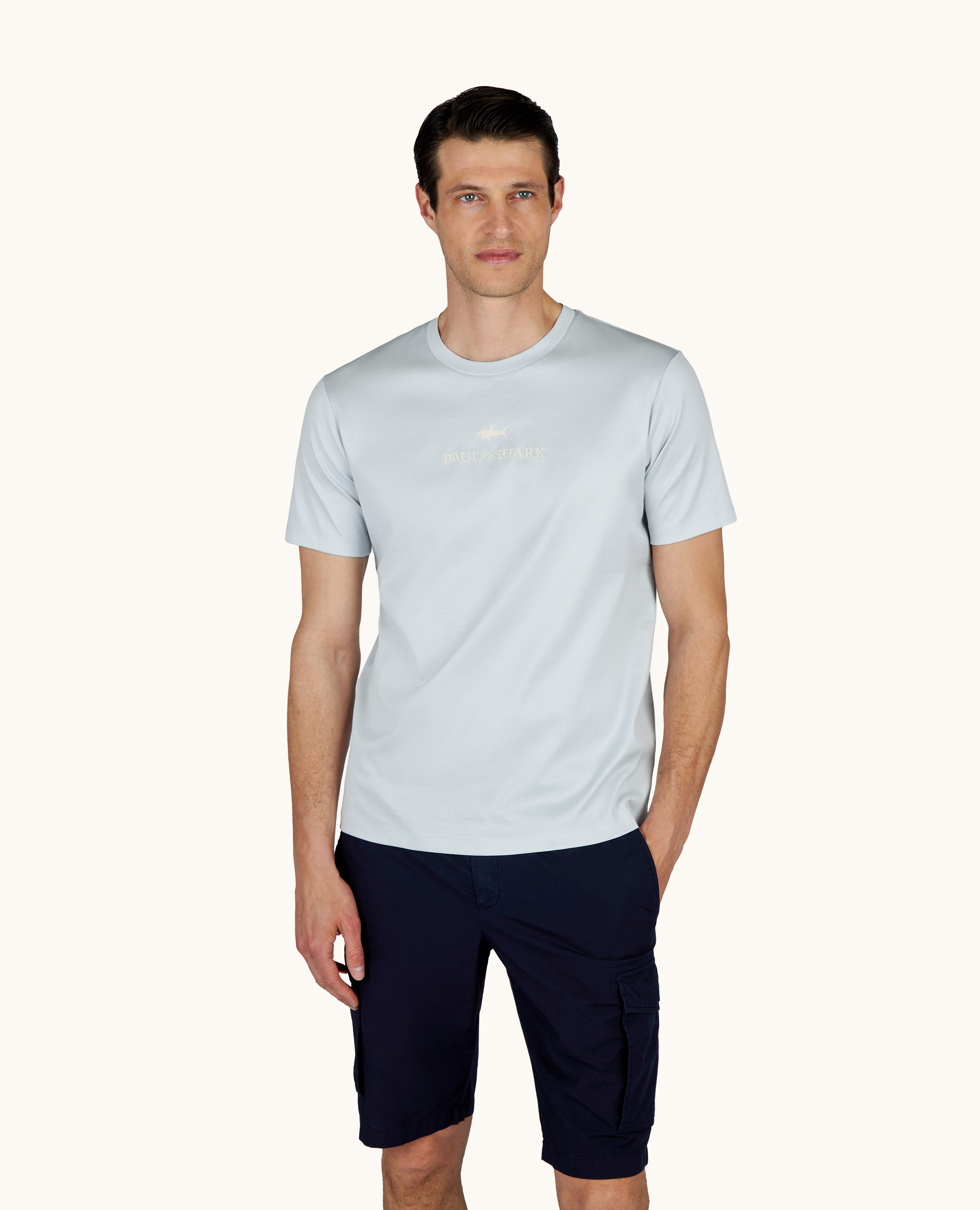Aqua touch cotton T-Shirt with embroidered logo image number 0