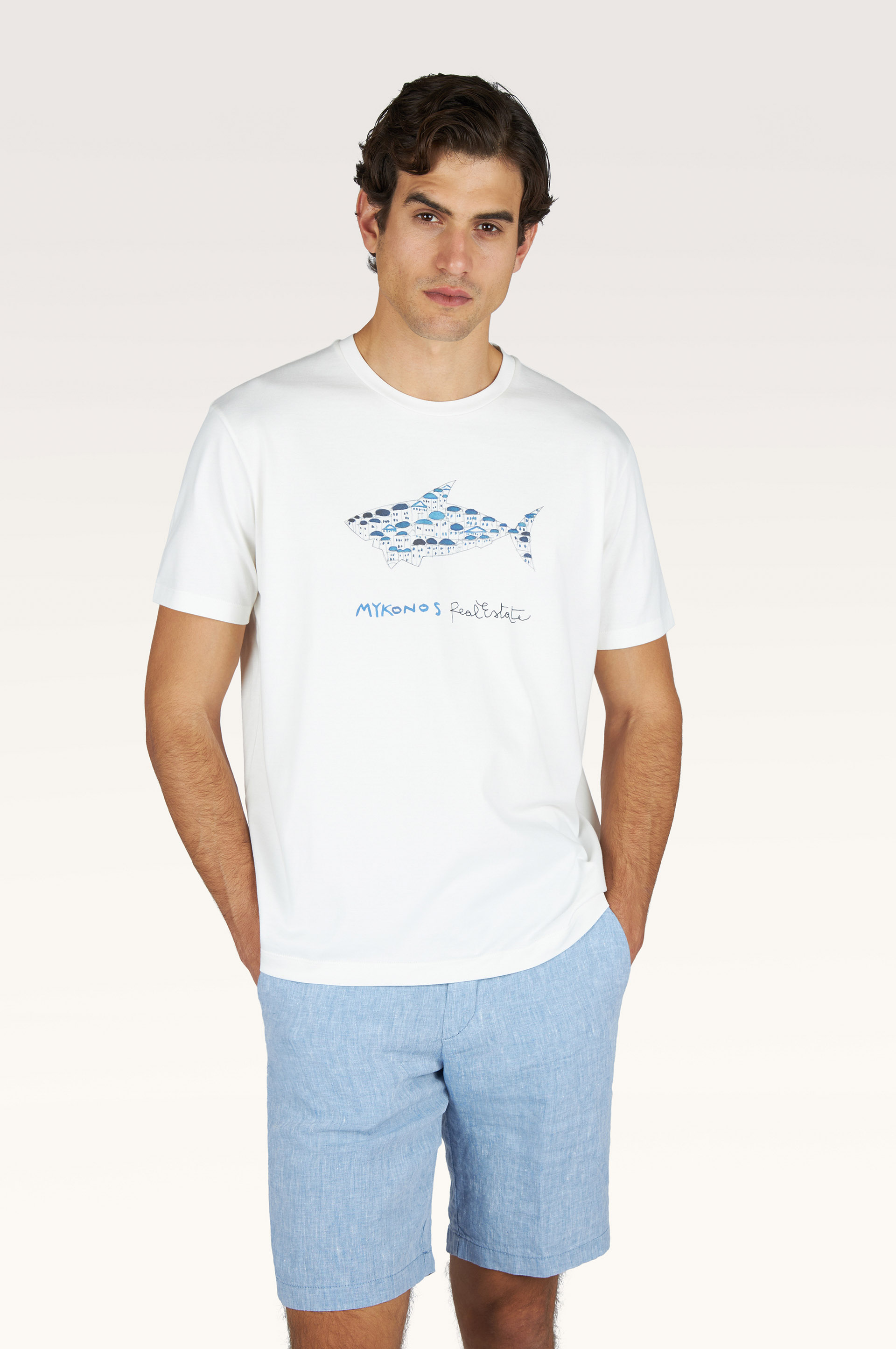 Camiseta de jersey de algod&oacute;n con estampado Mikonos Real Estate image number 0