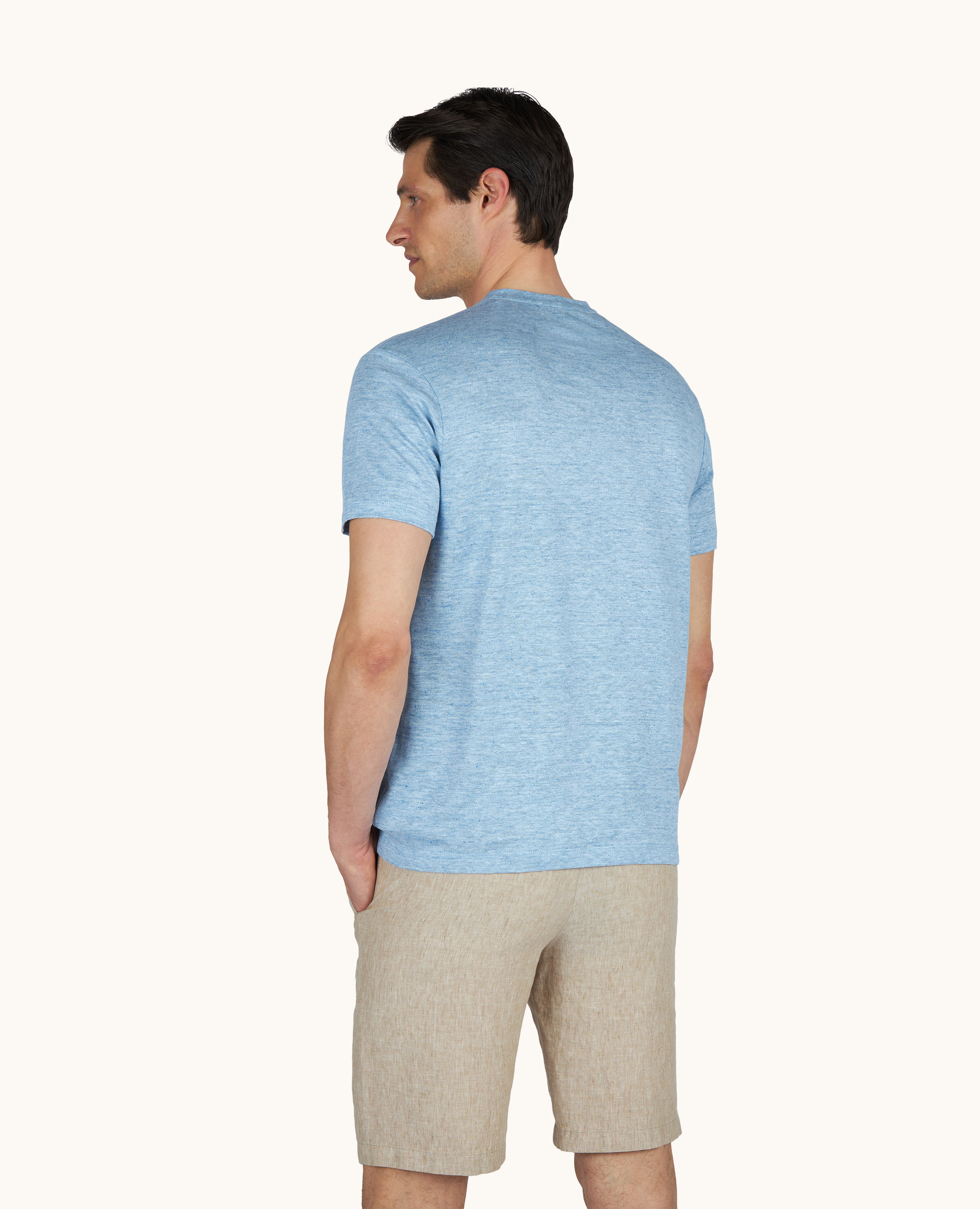 T-Shirt open collar in jersey di puro Lino image number 2