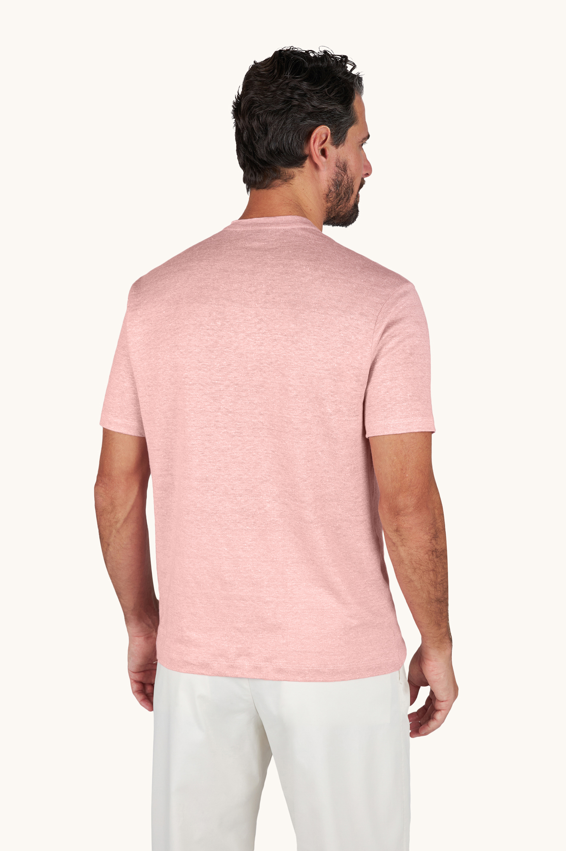 Pure linen jersey open collar T-Shirt image number 3