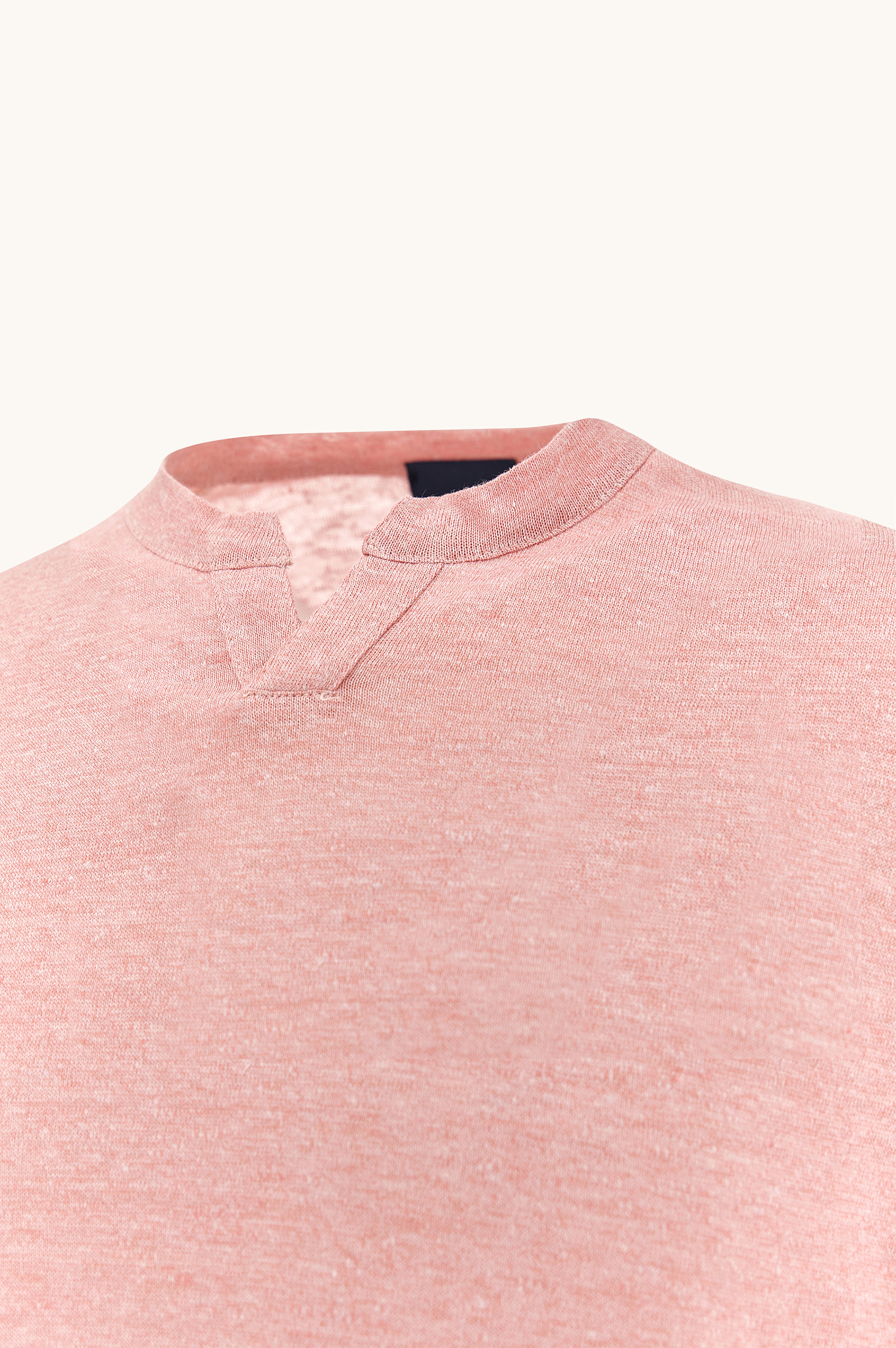 Pure linen jersey open collar T-Shirt image number 6