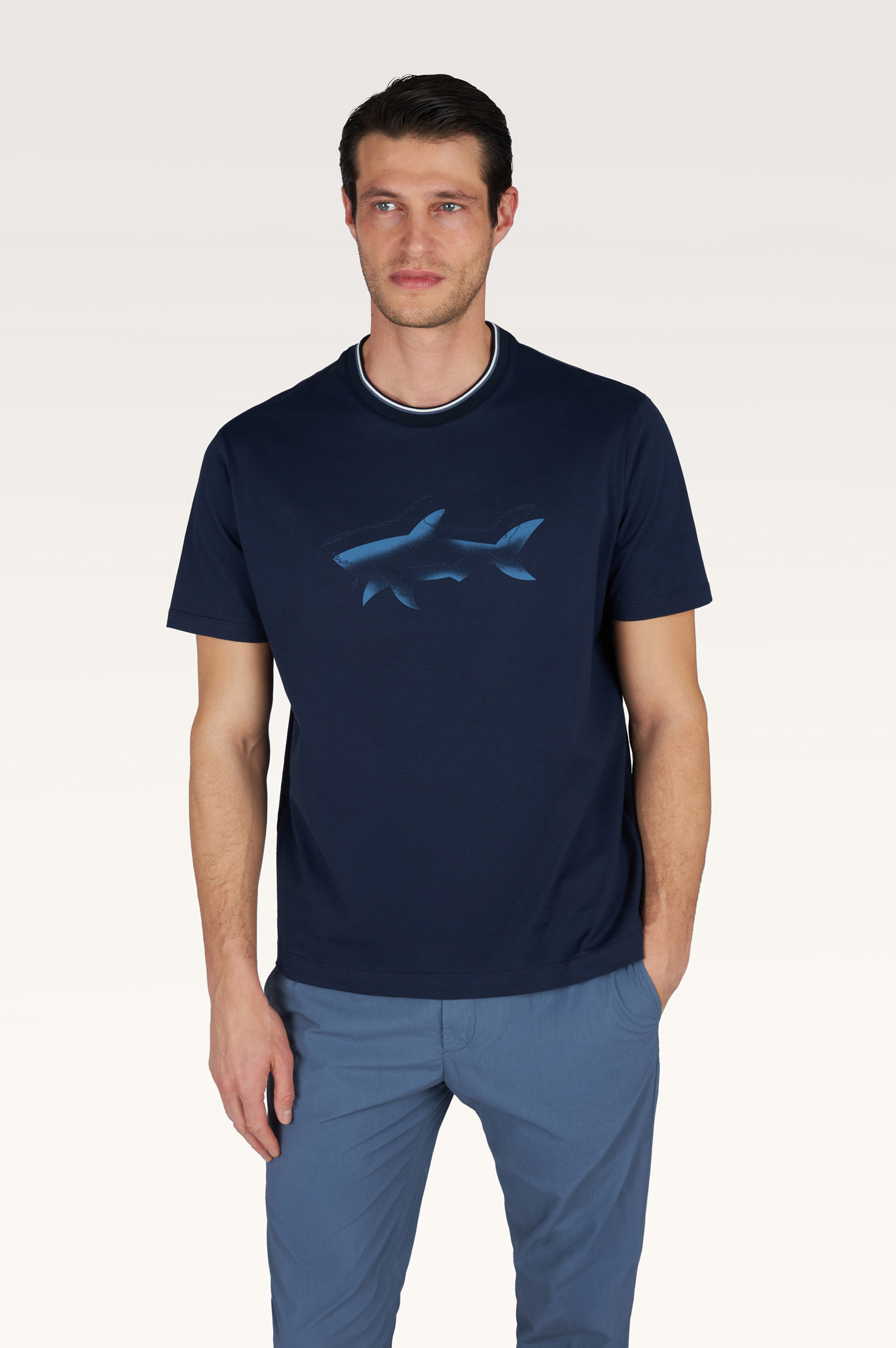 Camiseta de jersey de algod&oacute;n con estampado Shark image number 0