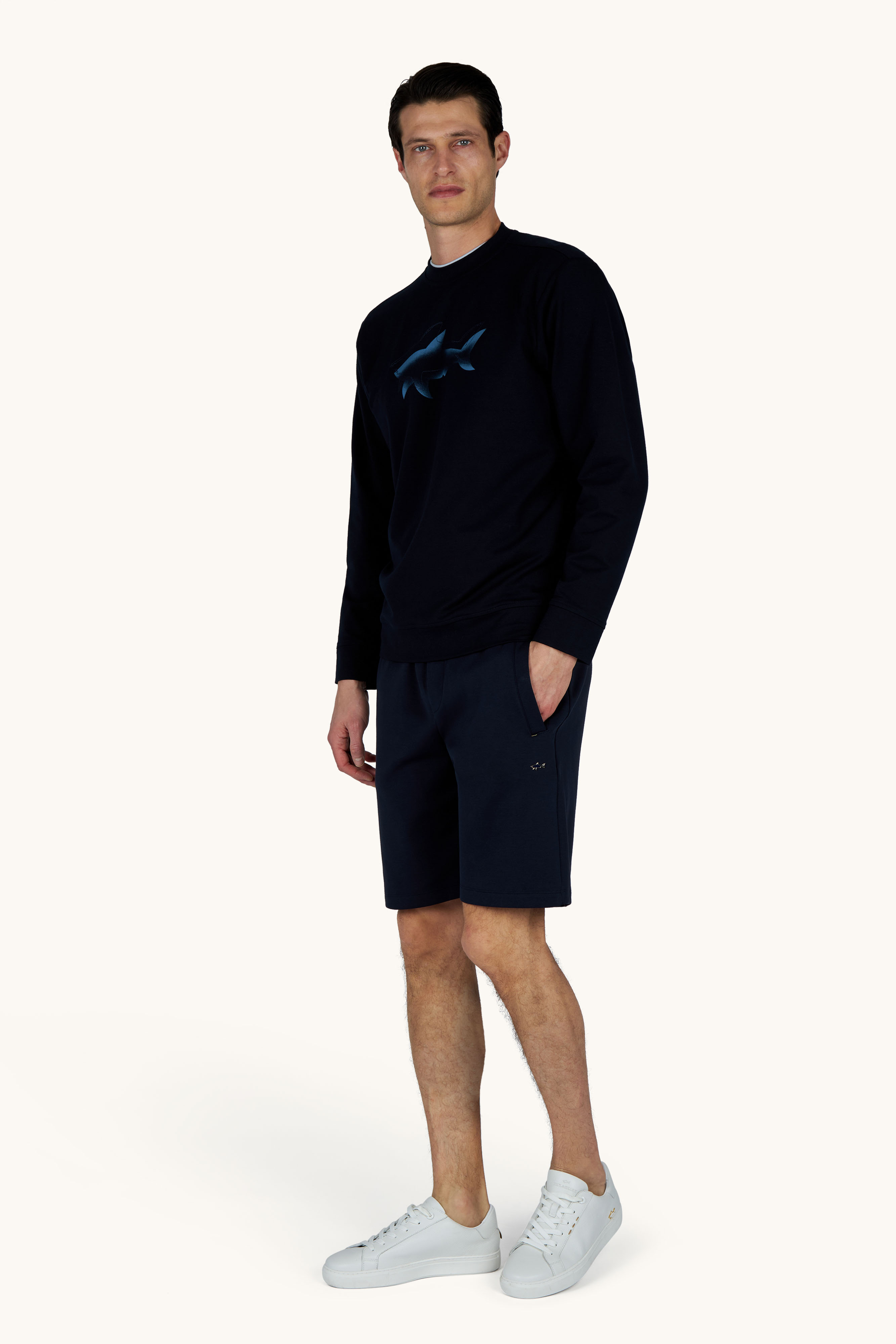 Cotton jersey T-shirt with Shark print image number 6