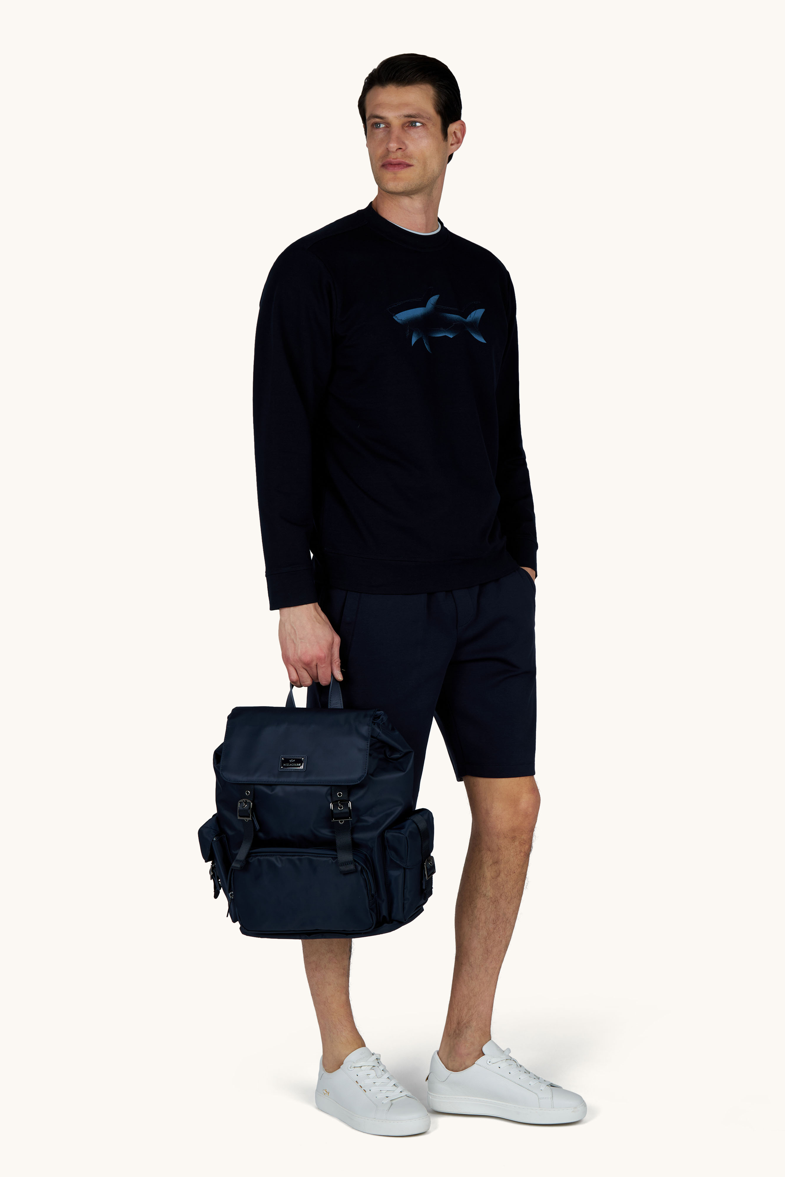 Cotton jersey T-shirt with Shark print image number 2