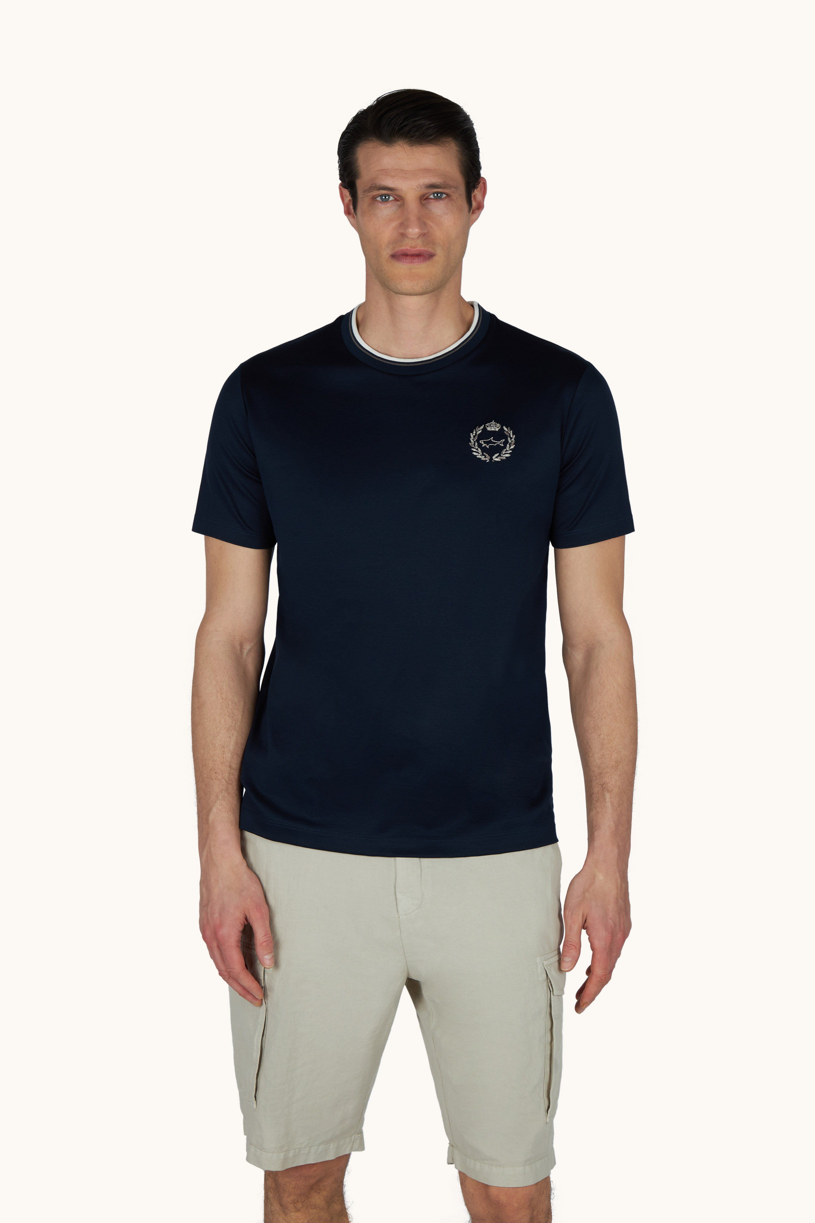 T-shirt en coton Aqua touch avec broderie h&eacute;raldique image number 0