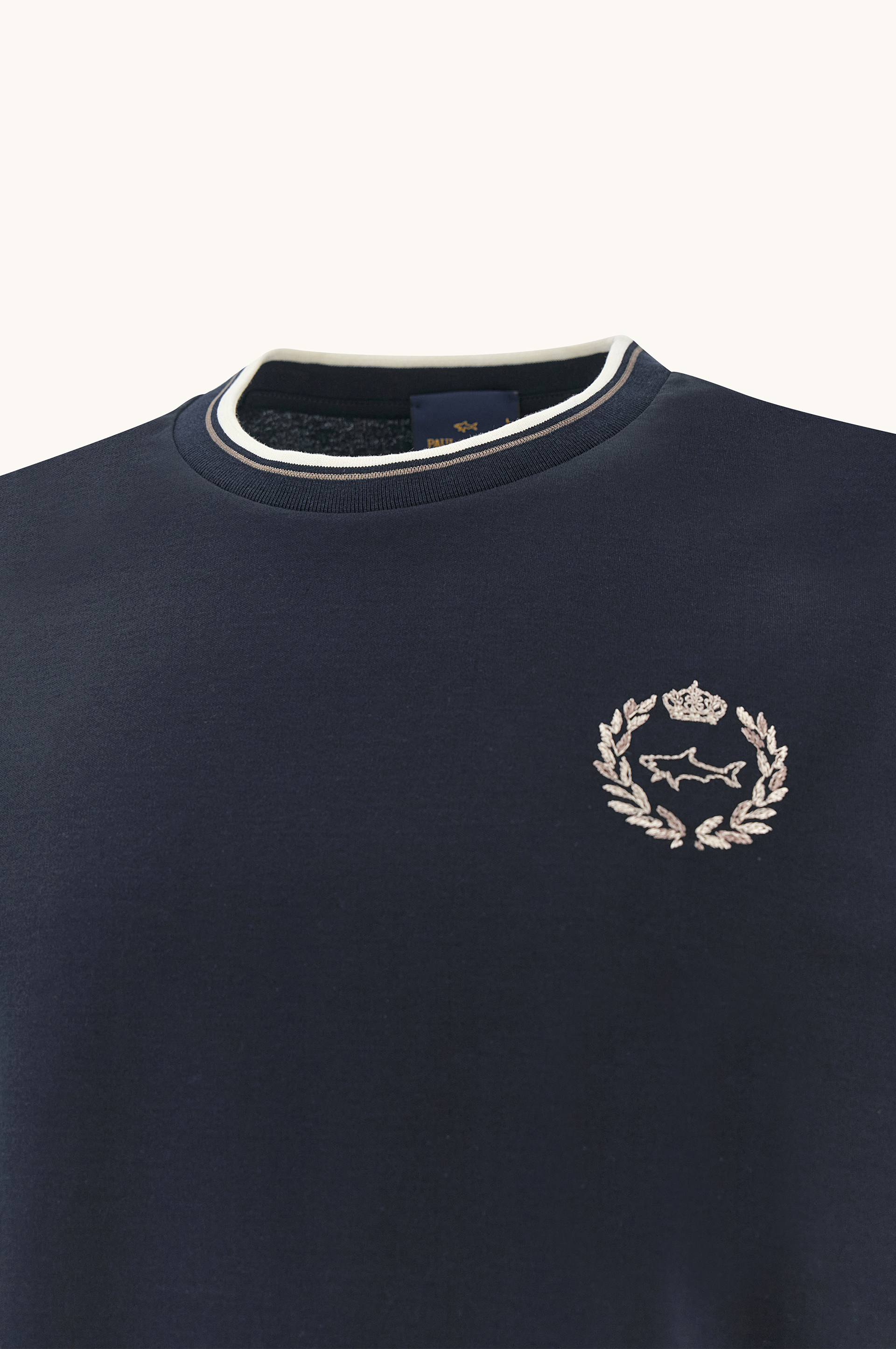 Aqua touch cotton T-shirt with heraldic embroidery image number 1