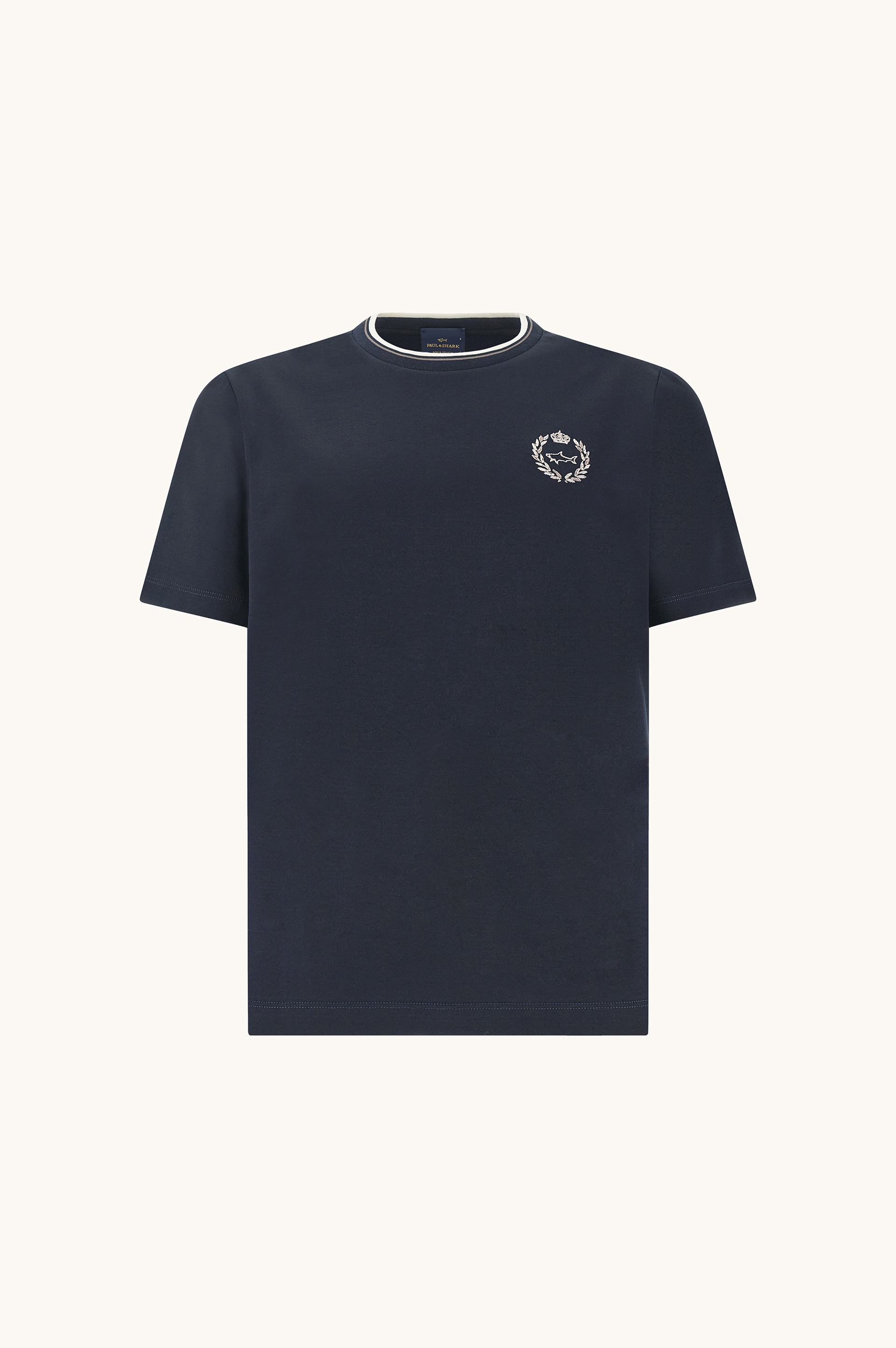 Aqua touch cotton T-shirt with heraldic embroidery image number 0