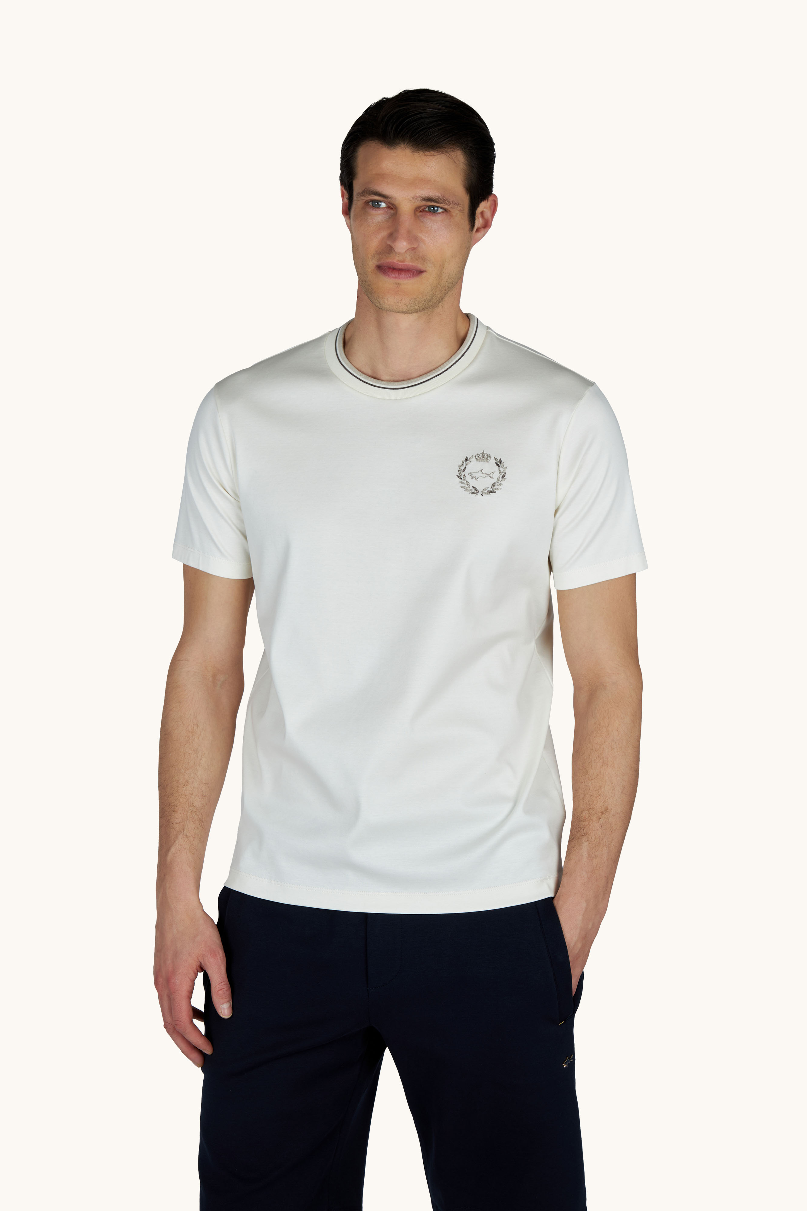 Aqua touch cotton T-Shirt with heraldic embroidery image number 0