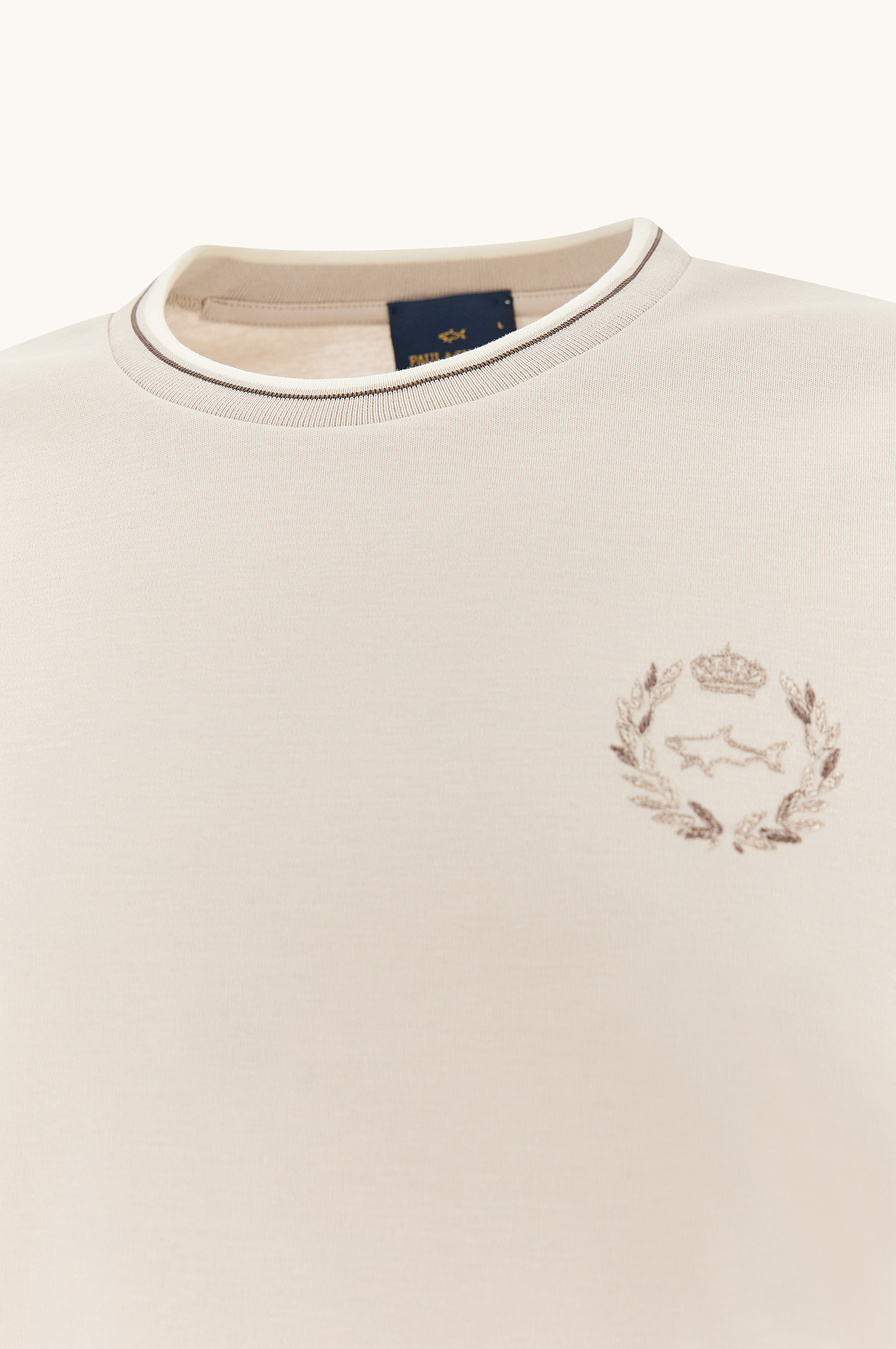 Aqua touch cotton T-shirt with heraldic embroidery image number 5