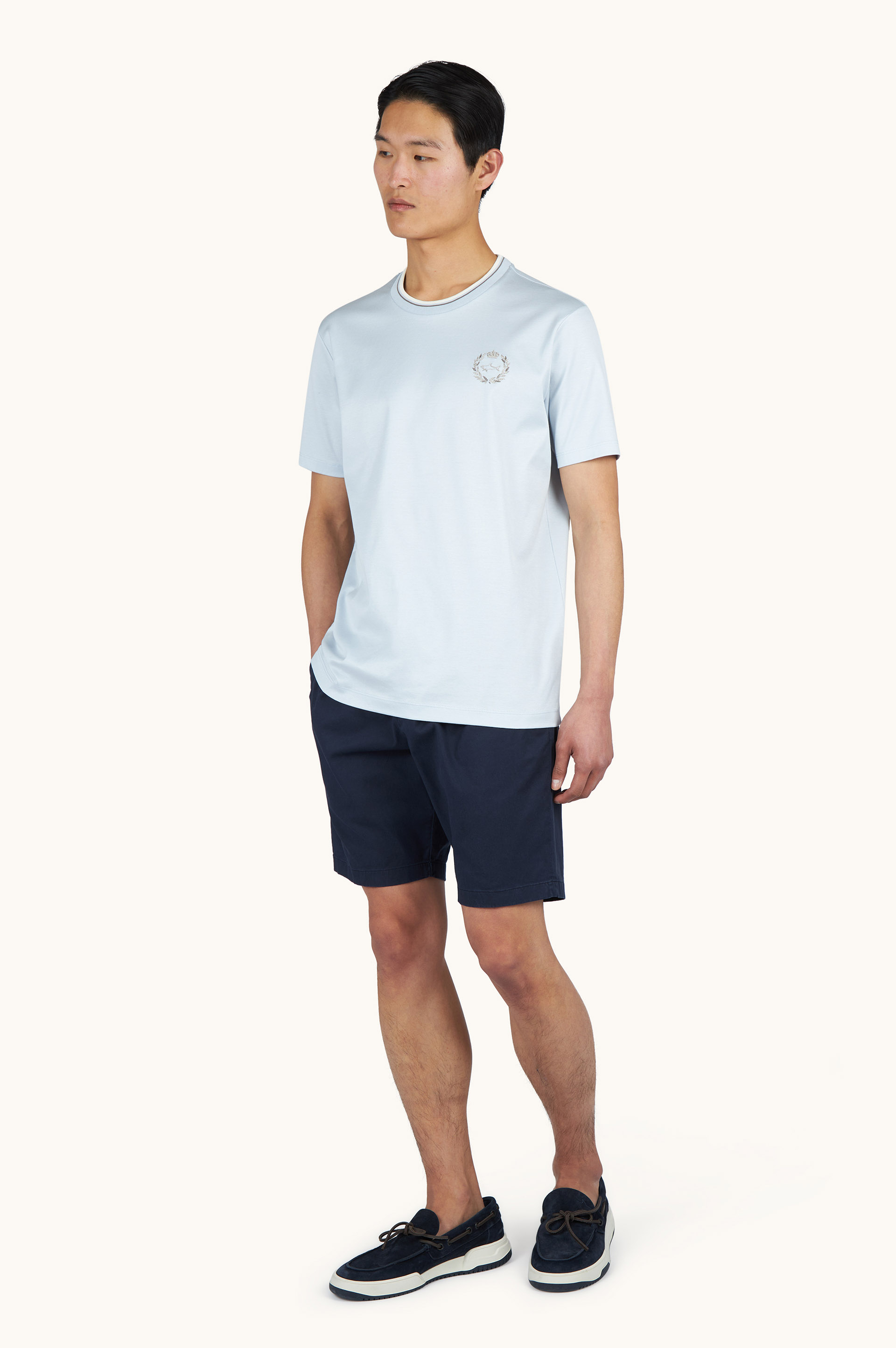 Aqua touch cotton T-Shirt with heraldic embroidery image number 1