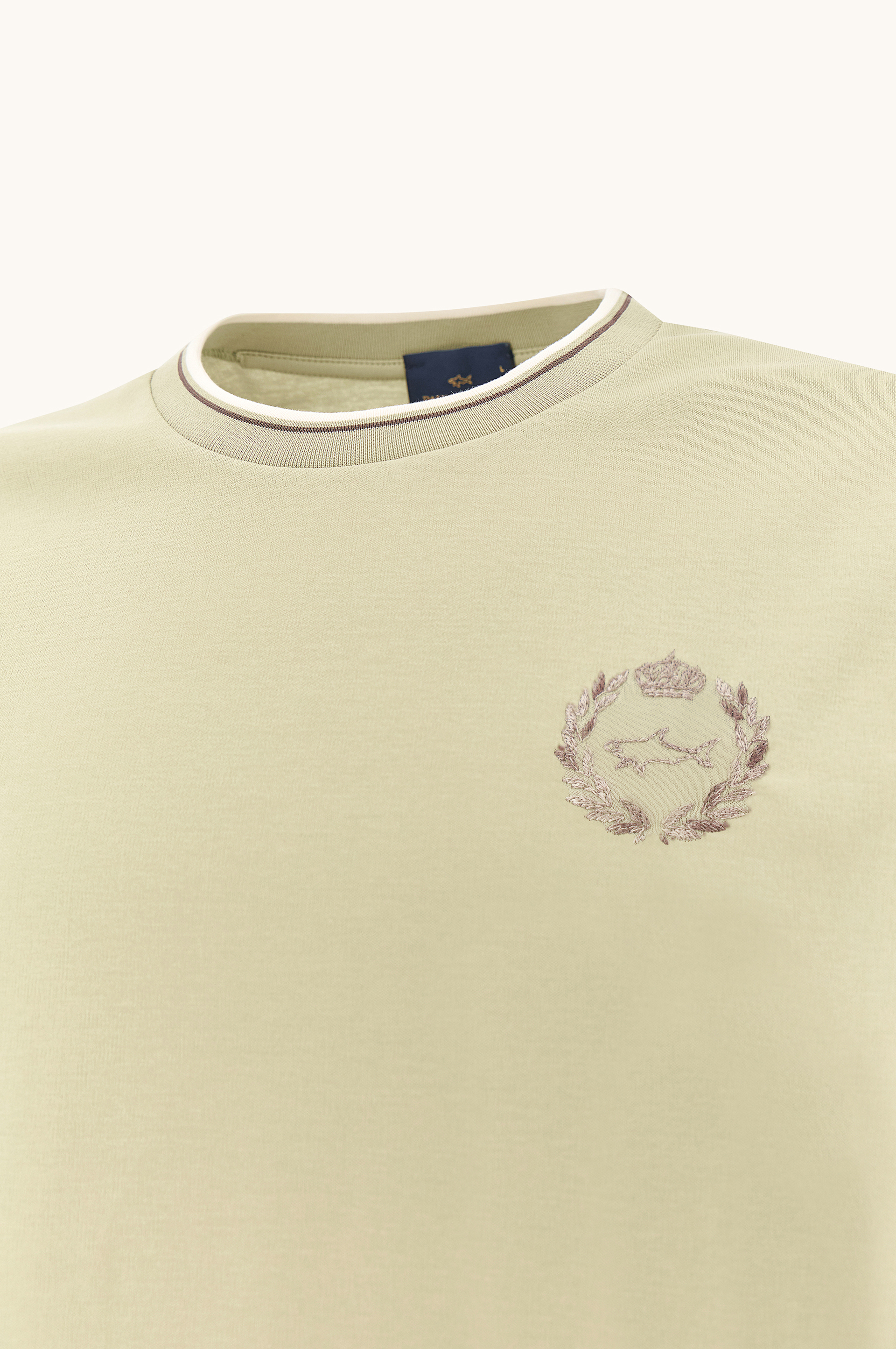 Aqua touch cotton T-shirt with heraldic embroidery image number 1