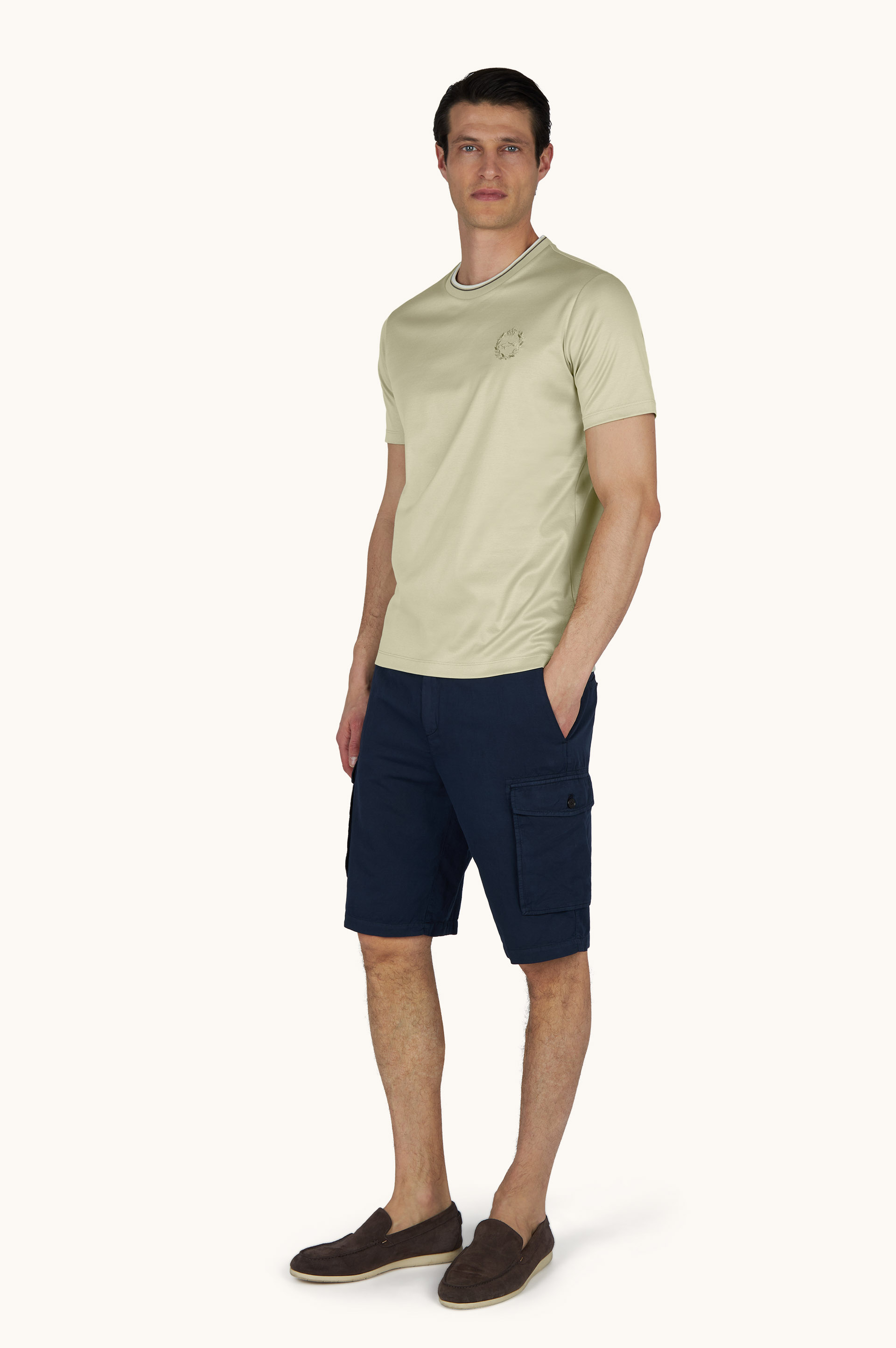 Aqua touch cotton T-Shirt with heraldic embroidery image number 2