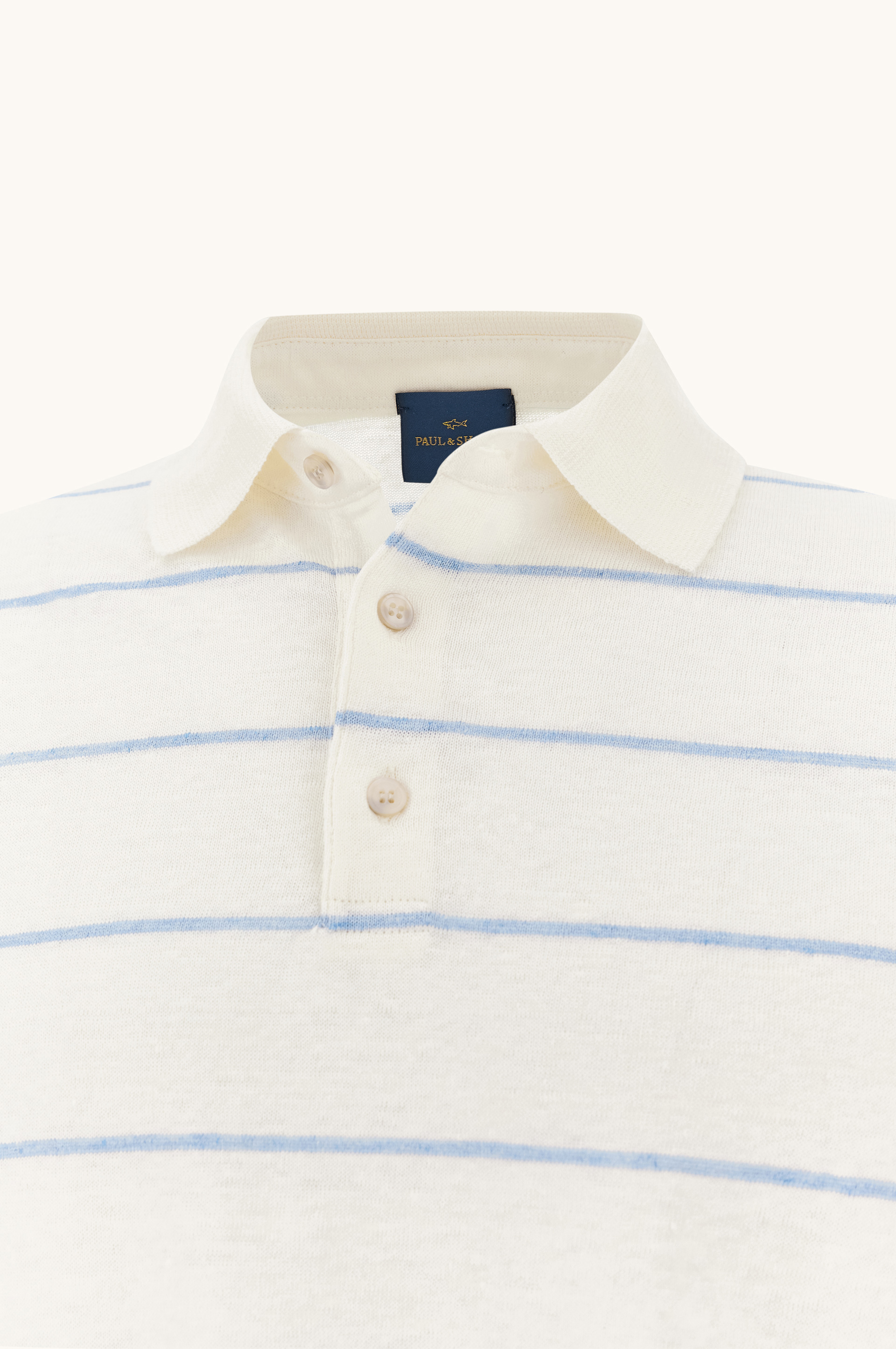 Pure linen jersey polo with striped pattern image number 1