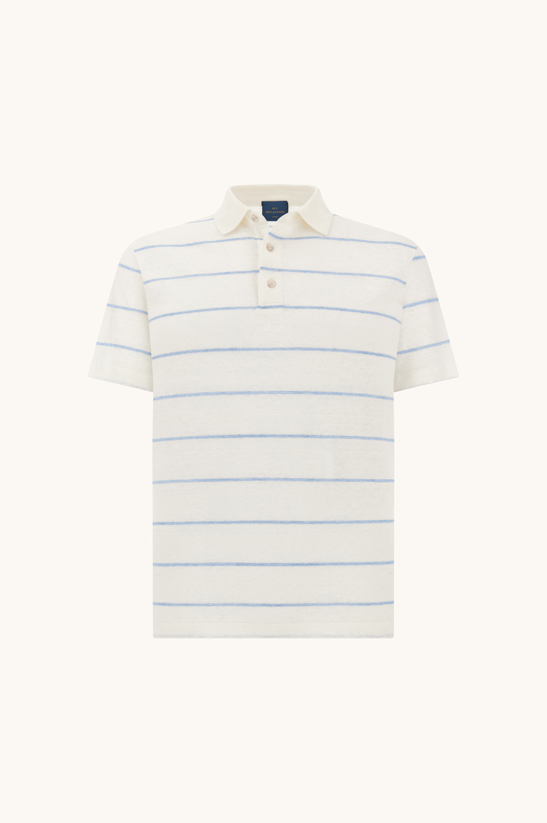 Pure linen jersey polo with striped pattern image number 0