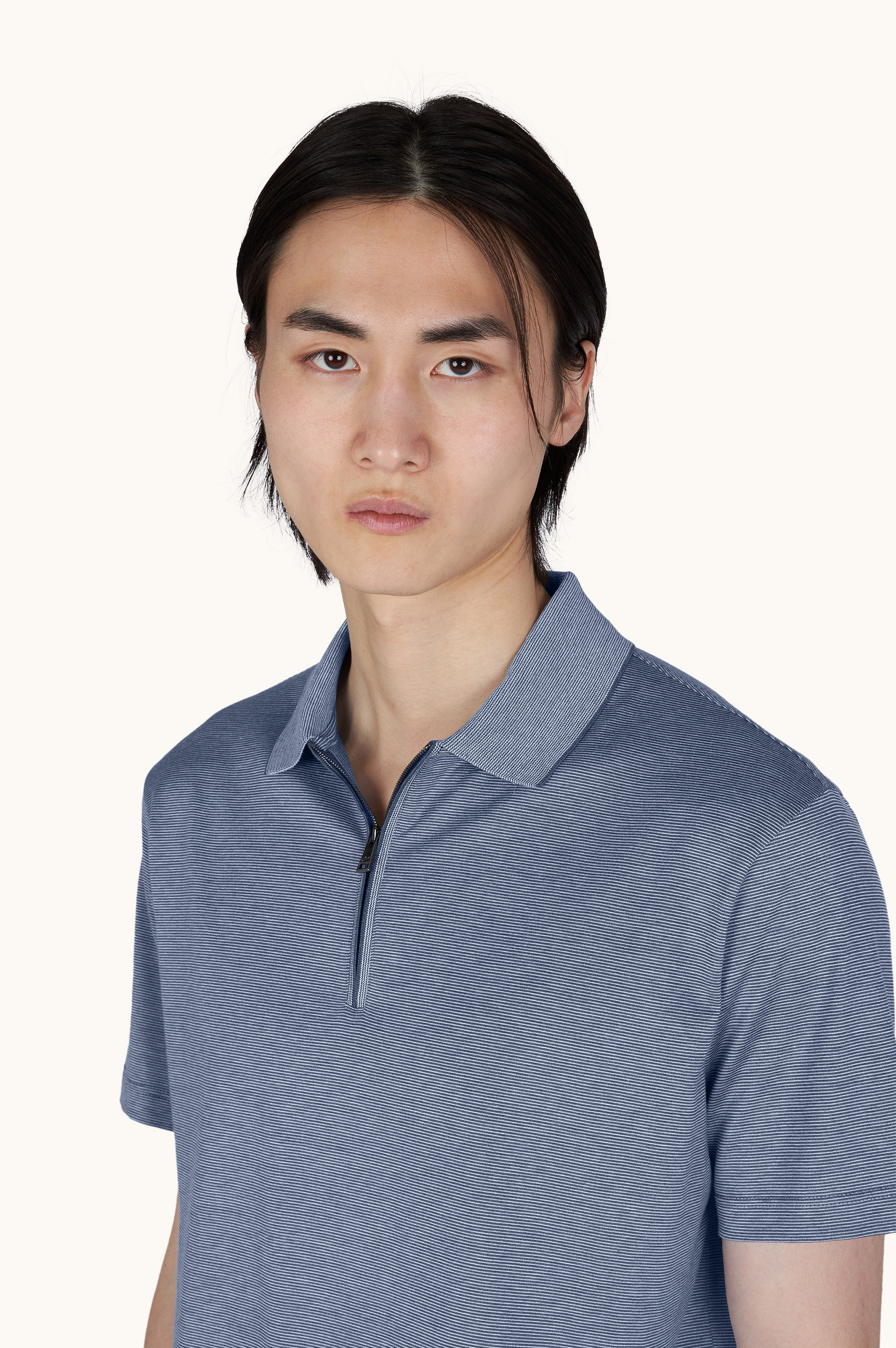 真丝棉质拉链 Polo 衫 image number 4