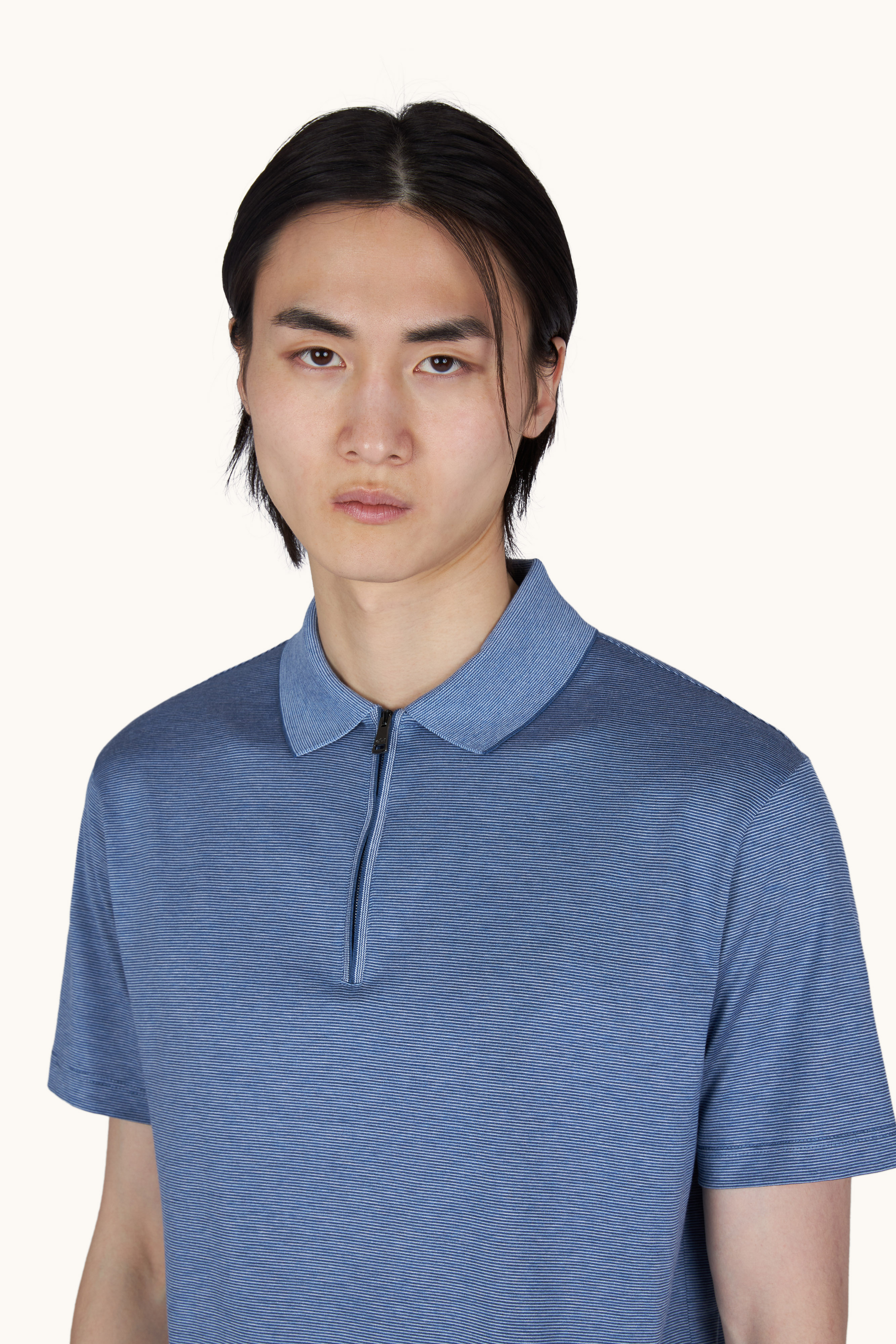 Silk and cotton zip polo image number 5
