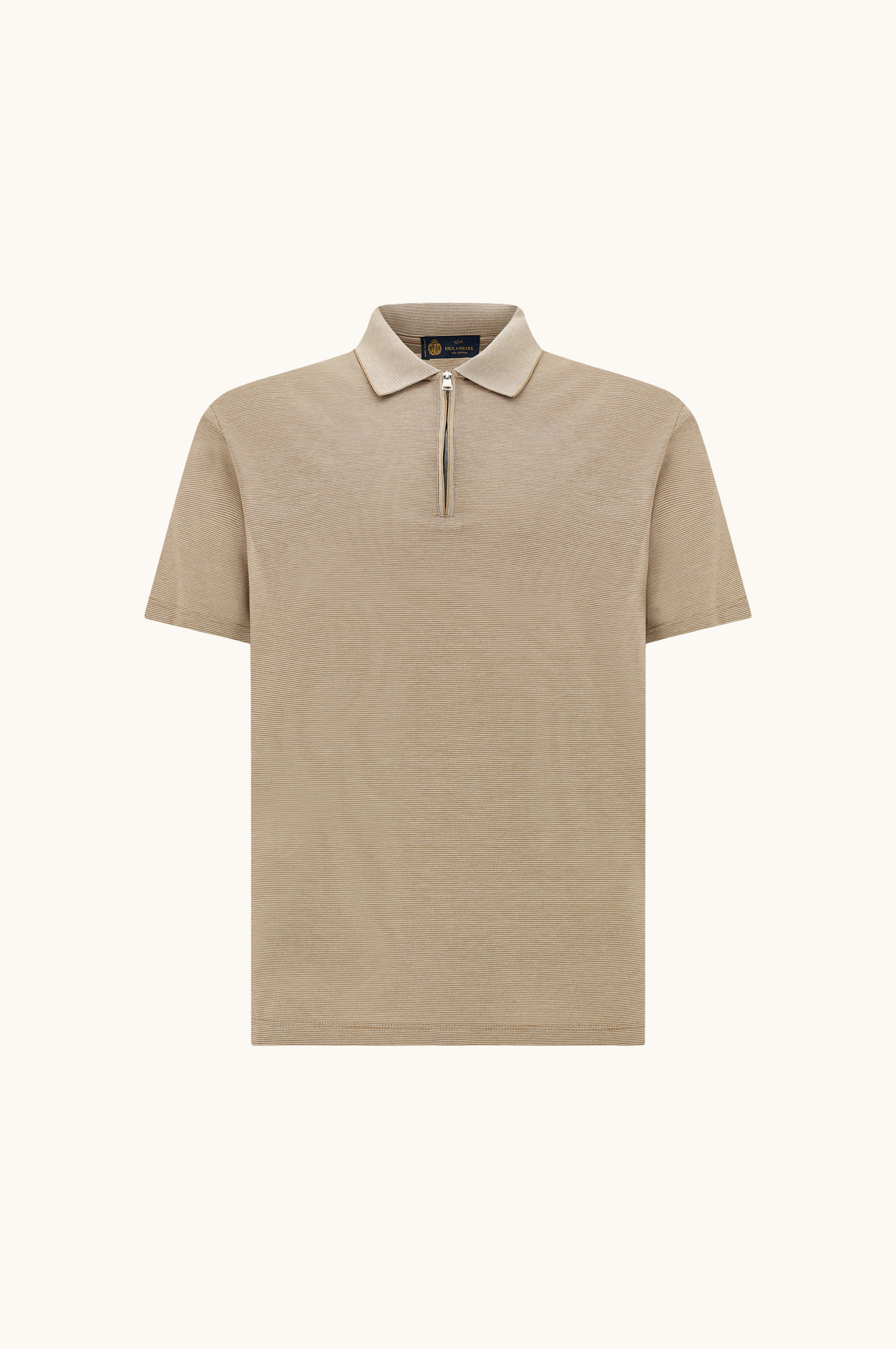 Polo zipp&eacute; en soie et coton image number 1