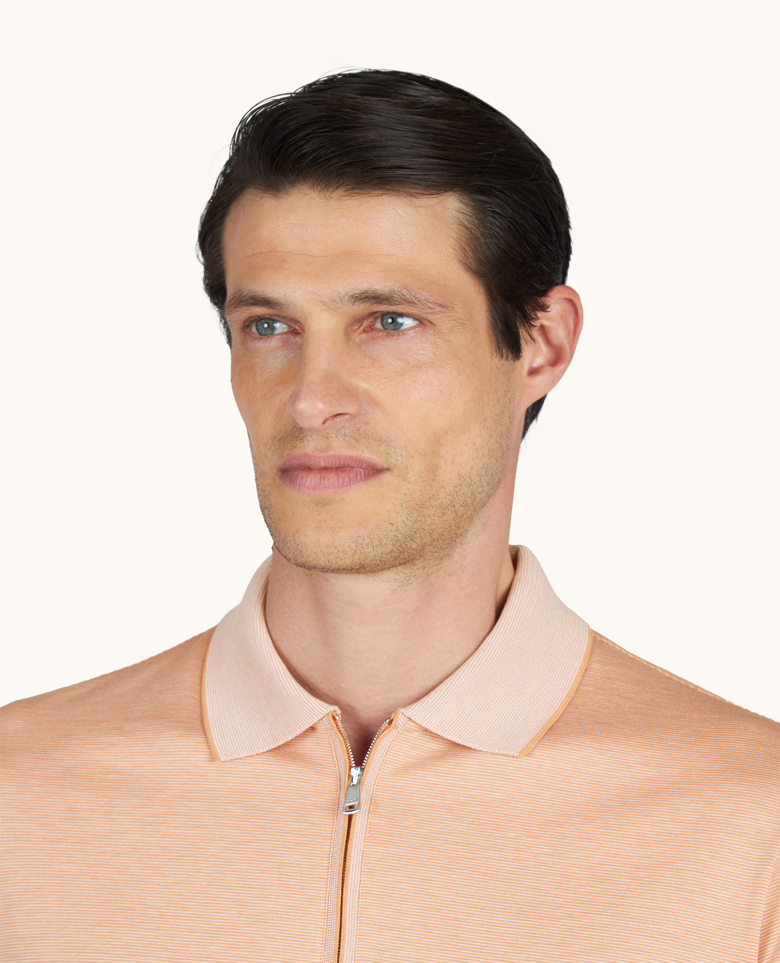 Silk and cotton zip polo image number 3