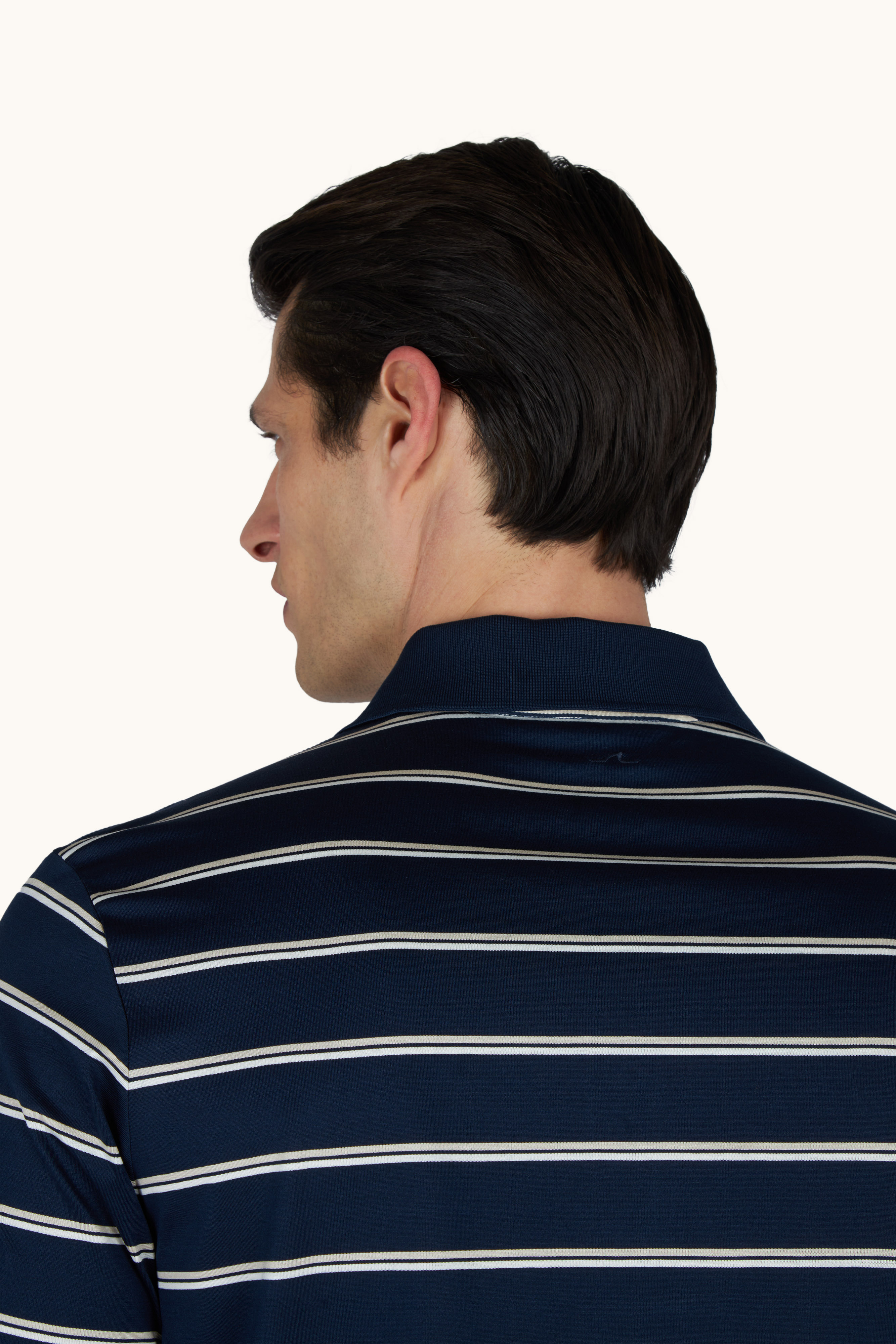 Double mercerised cotton jersey polo with striped pattern image number 5