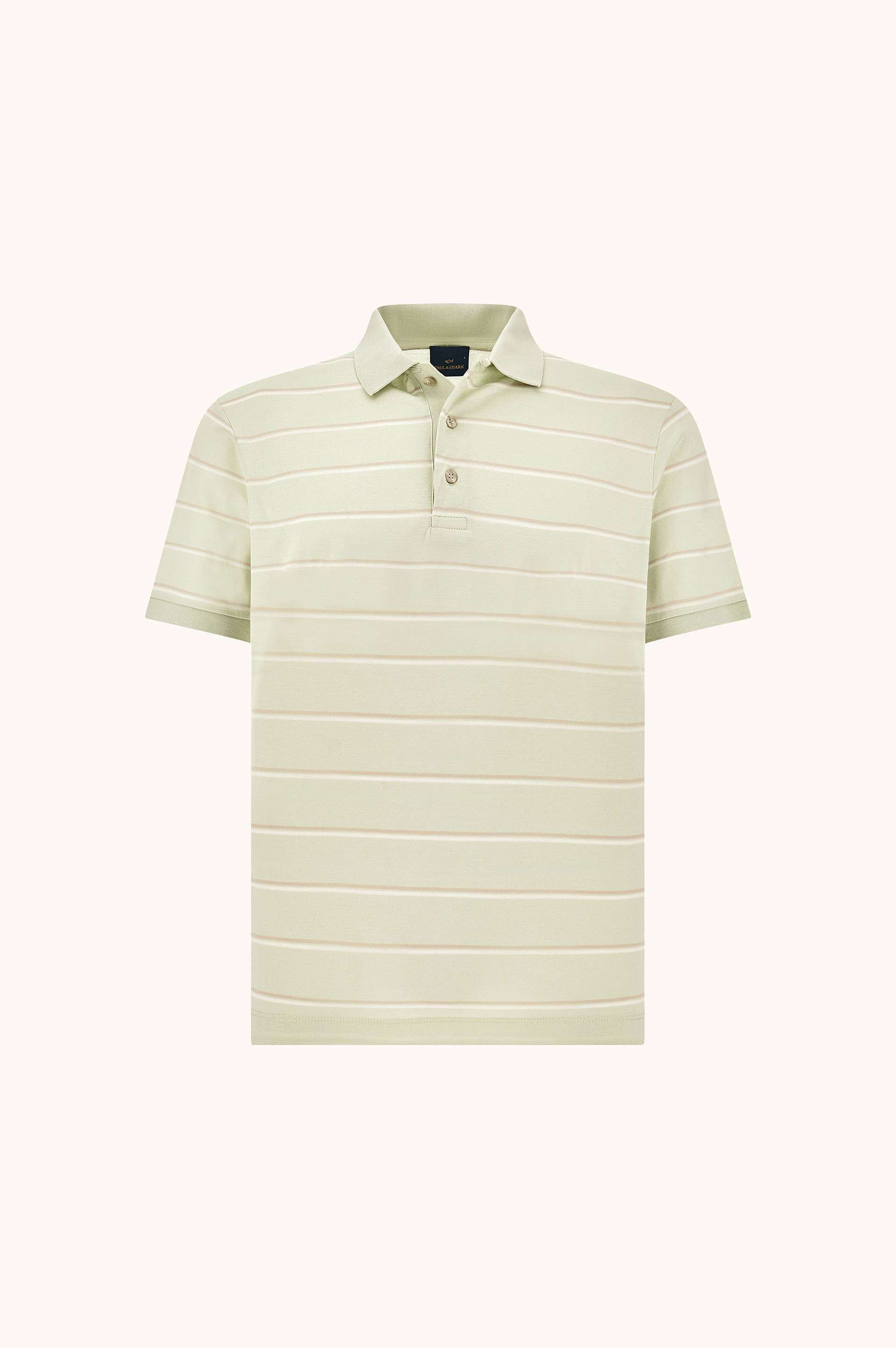 Double mercerised cotton jersey polo with striped pattern image number 1