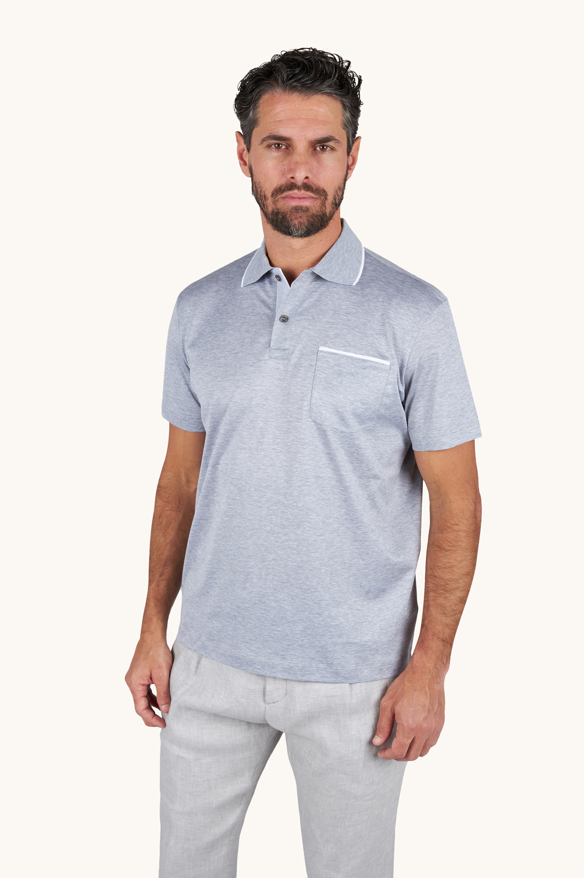 双丝光棉针织口袋 Polo 衫 image number 0