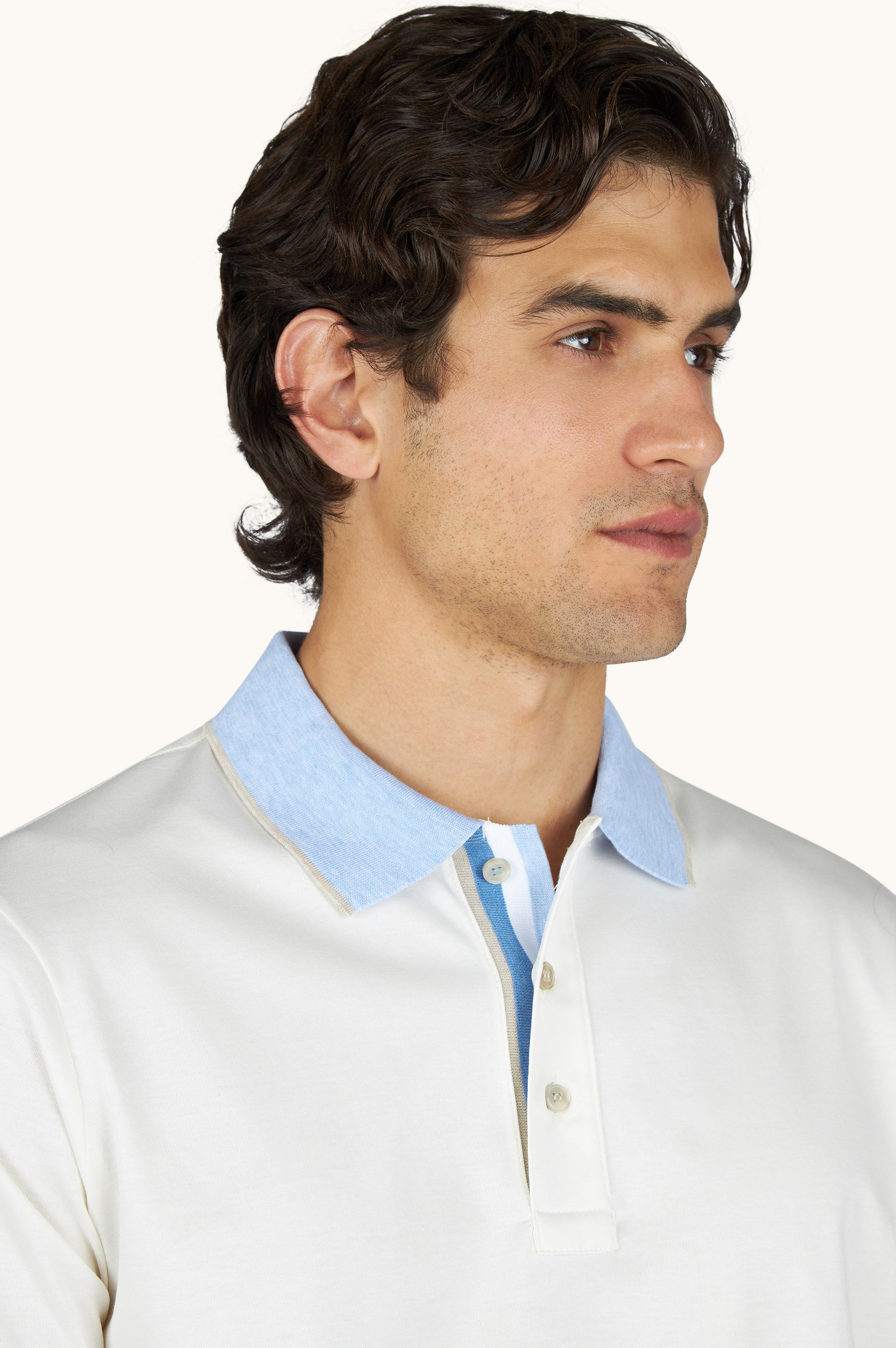 Cotton Aqua Touch polo with striped detail image number 3